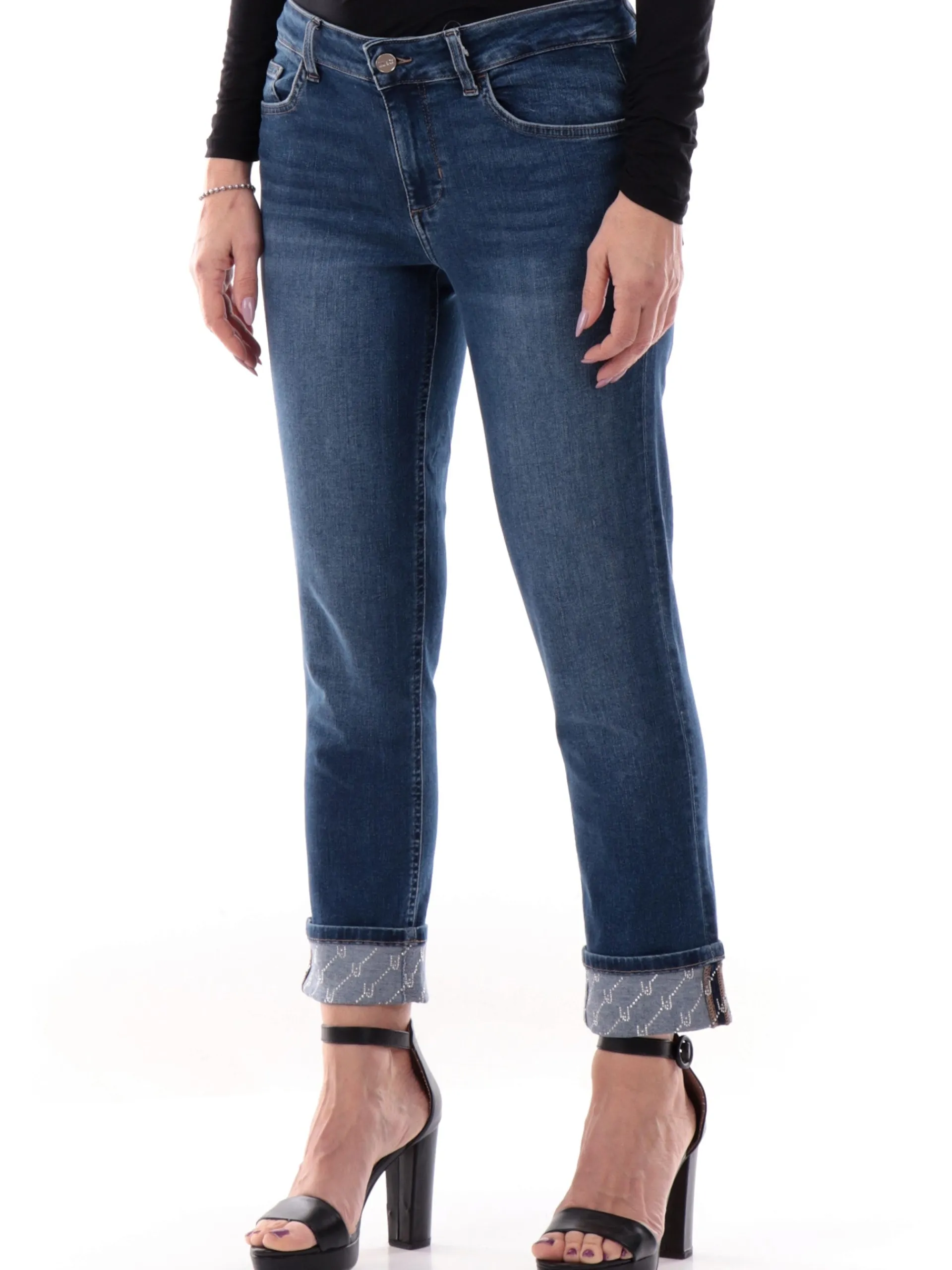 LIU JO MILANO Jeans*Jeans Liu Jo da donna Monroe risvolto con strass UA5006D4615