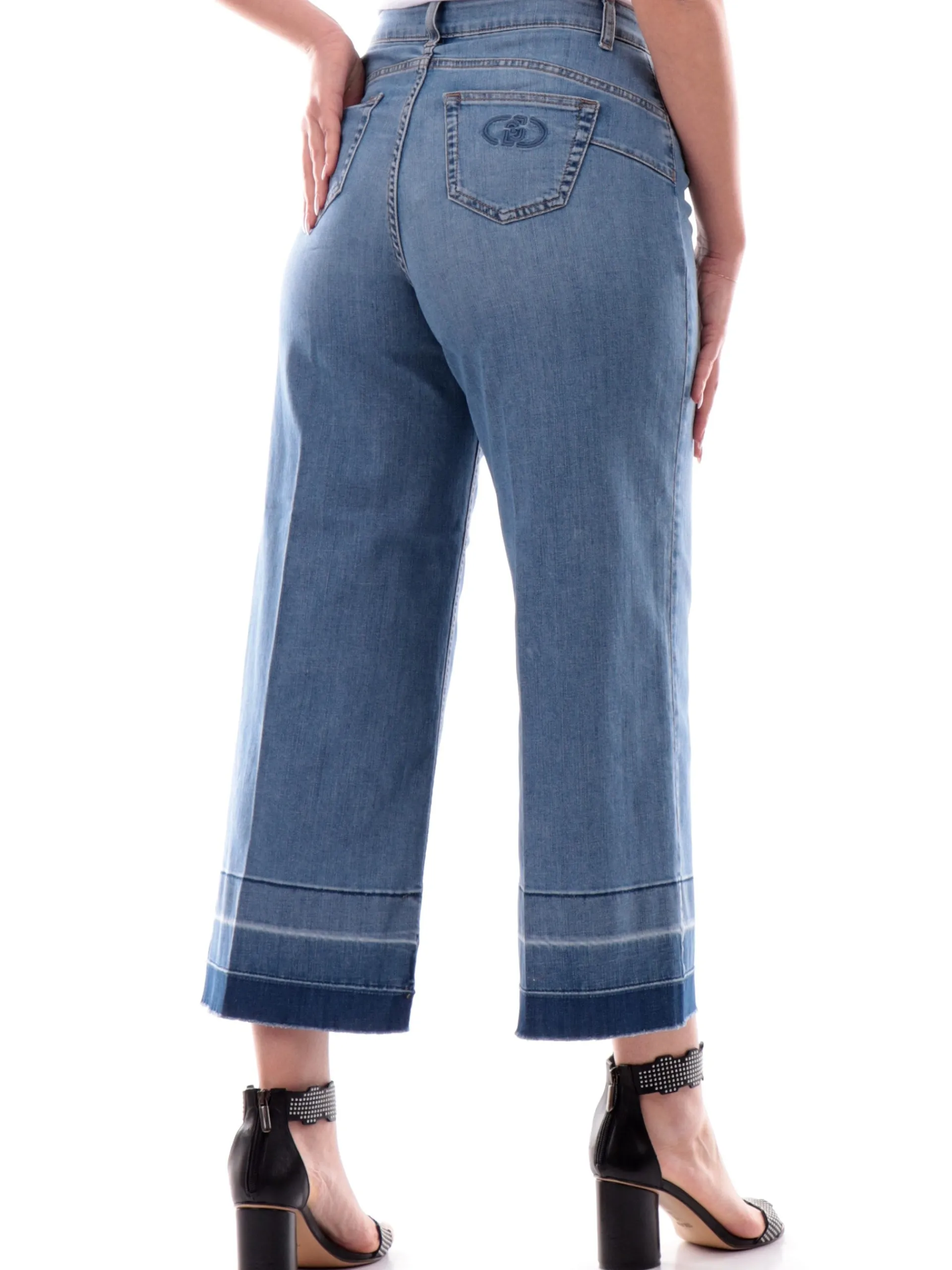 LIU JO MILANO Jeans*Jeans Liu Jo donna a palazzo con fondo crop sfumato bottom Up vita alta UA5132D0246