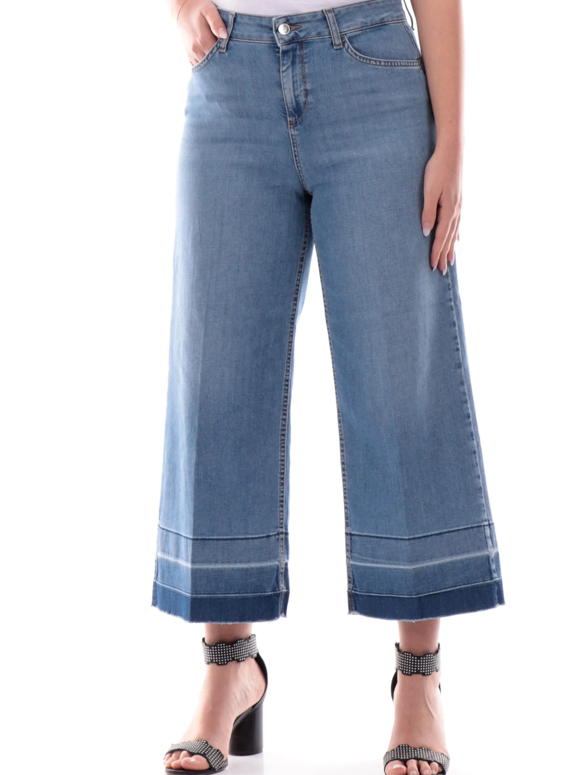 LIU JO MILANO Jeans*Jeans Liu Jo donna a palazzo con fondo crop sfumato bottom Up vita alta UA5132D0246