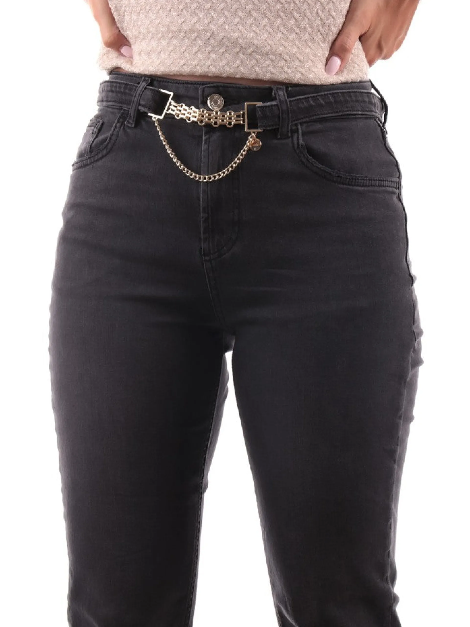 LIU JO MILANO Jeans*Jeans Liu Jo grigi da donna con cintura UF3019D4391
