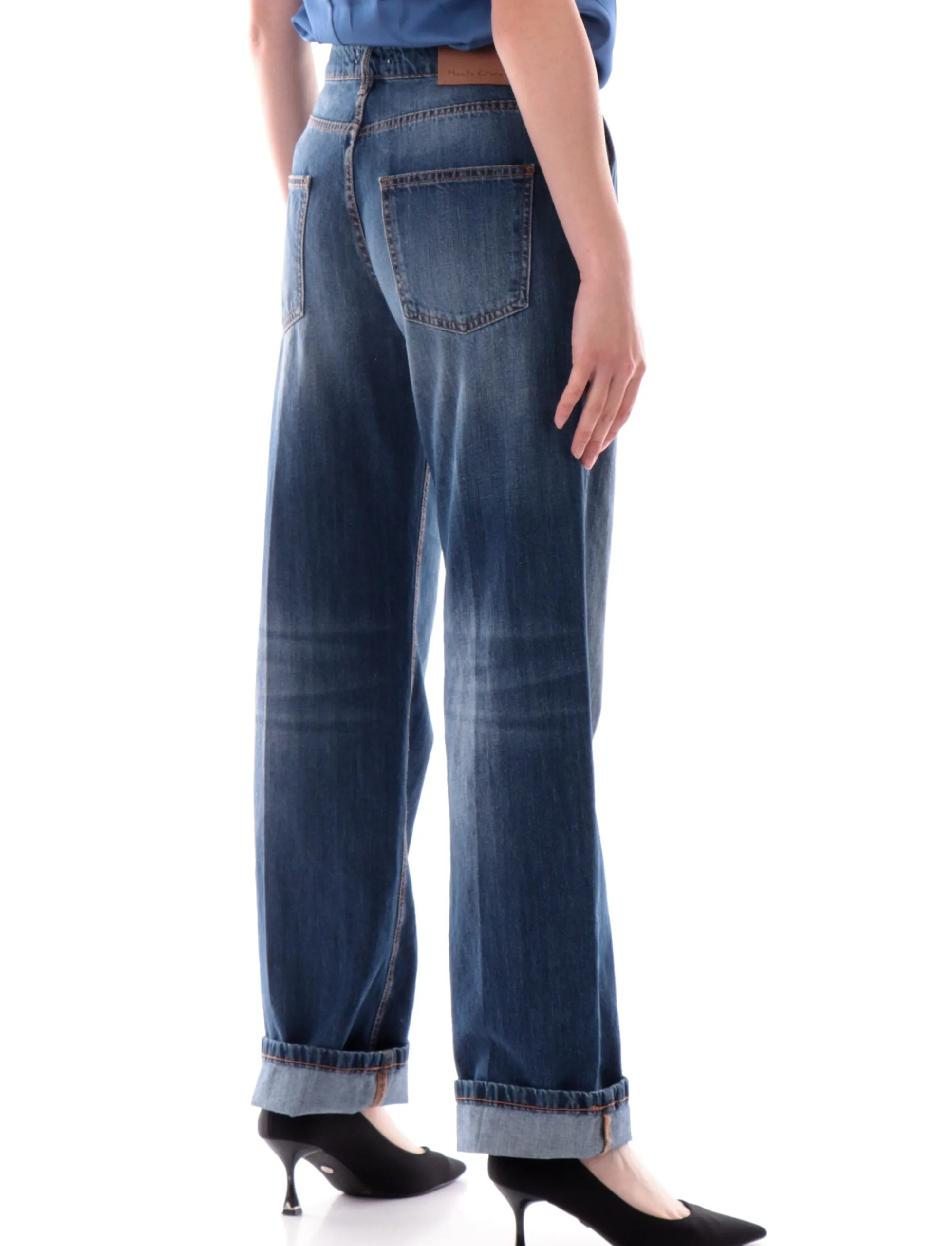 MANILA GRACE Pantaloni*Jeans Fit Straight blu scuri da donna J307CUMZ