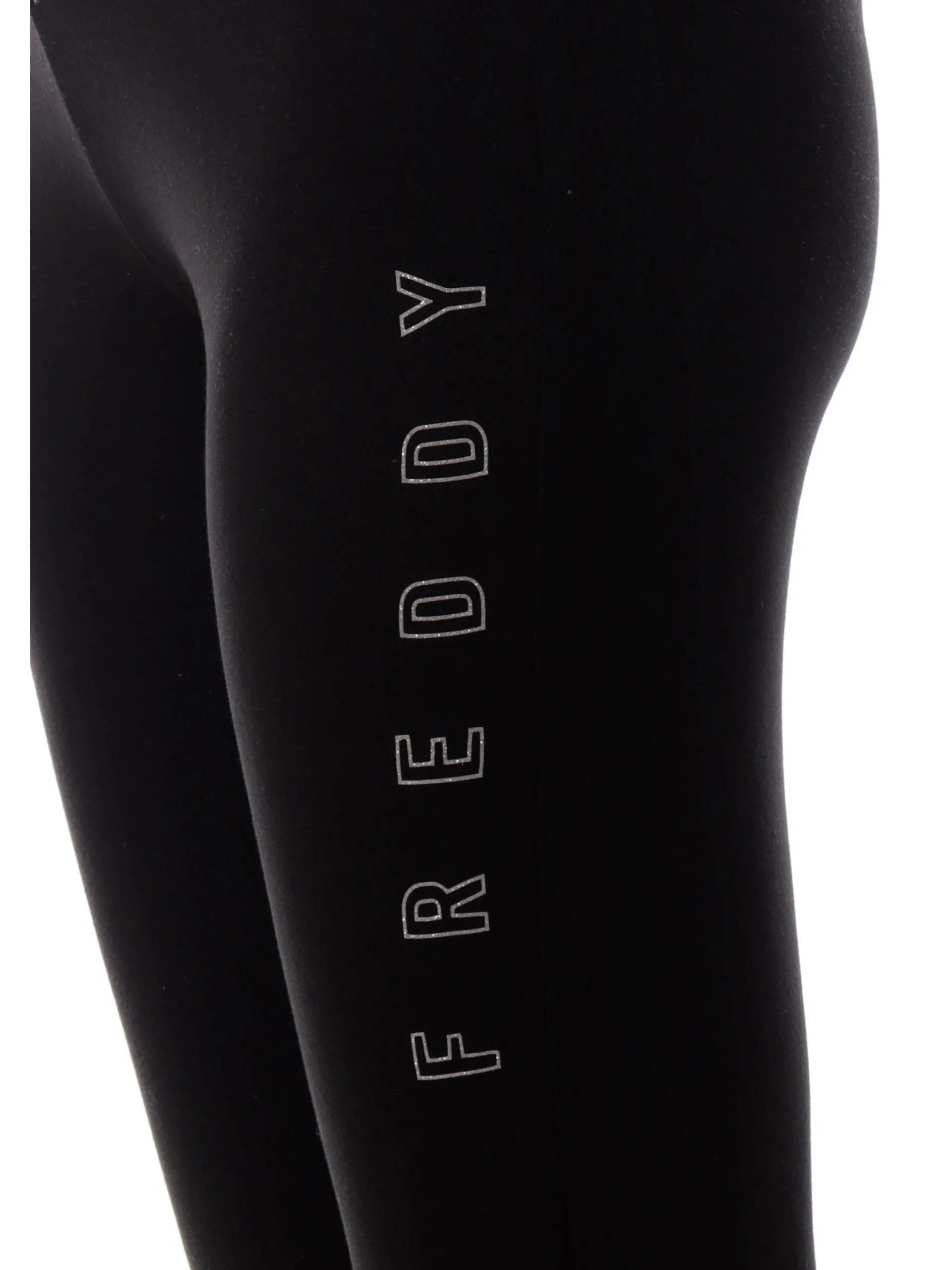 FREDDY Leggings*Leggings neri da donna corti con logo con glitter S25WCYLP2