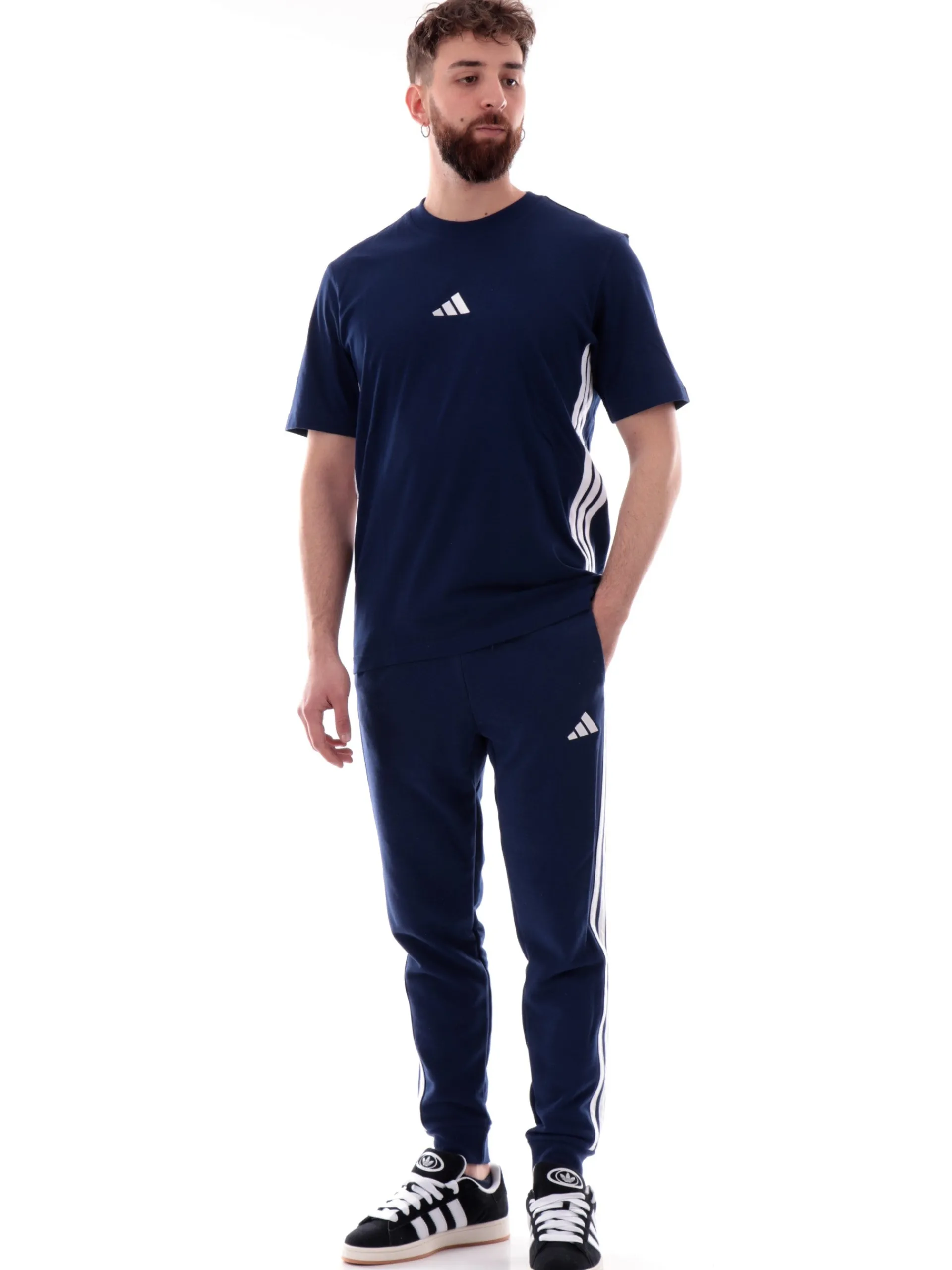 ADIDAS EQUIPMENT T-Shirt*Maglia Adidas blu 3Stripes da uomo logo Adidas ricamato JE6399