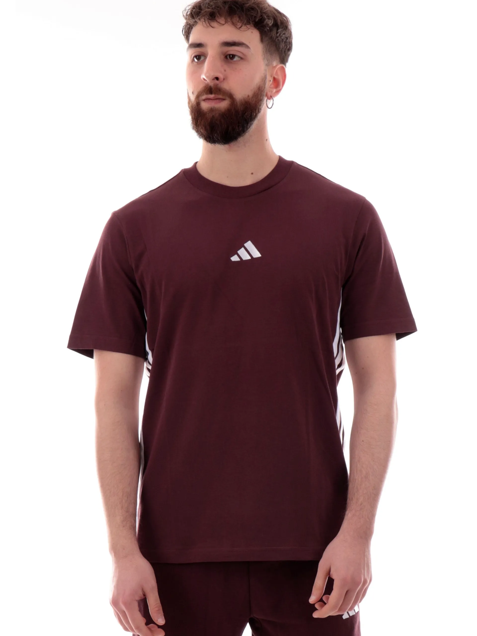 ADIDAS EQUIPMENT T-Shirt*Maglia Adidas bordeuax 3Stripes da uomo logo Adidas ricamato JE6394
