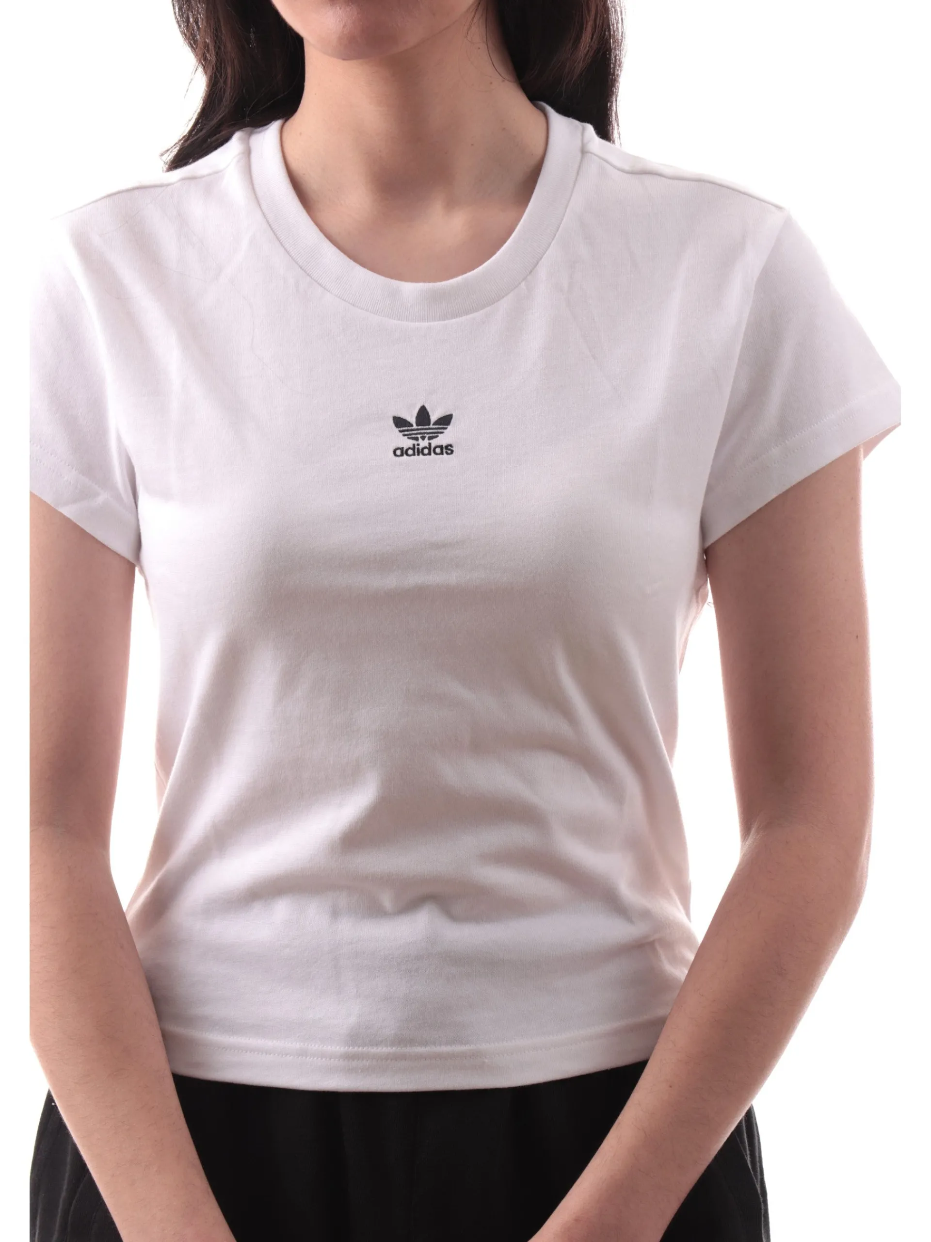 ADIDAS ORIGINALS T-Shirt*Maglia Adidas nera da donna con logo frontale ricamato JC8973