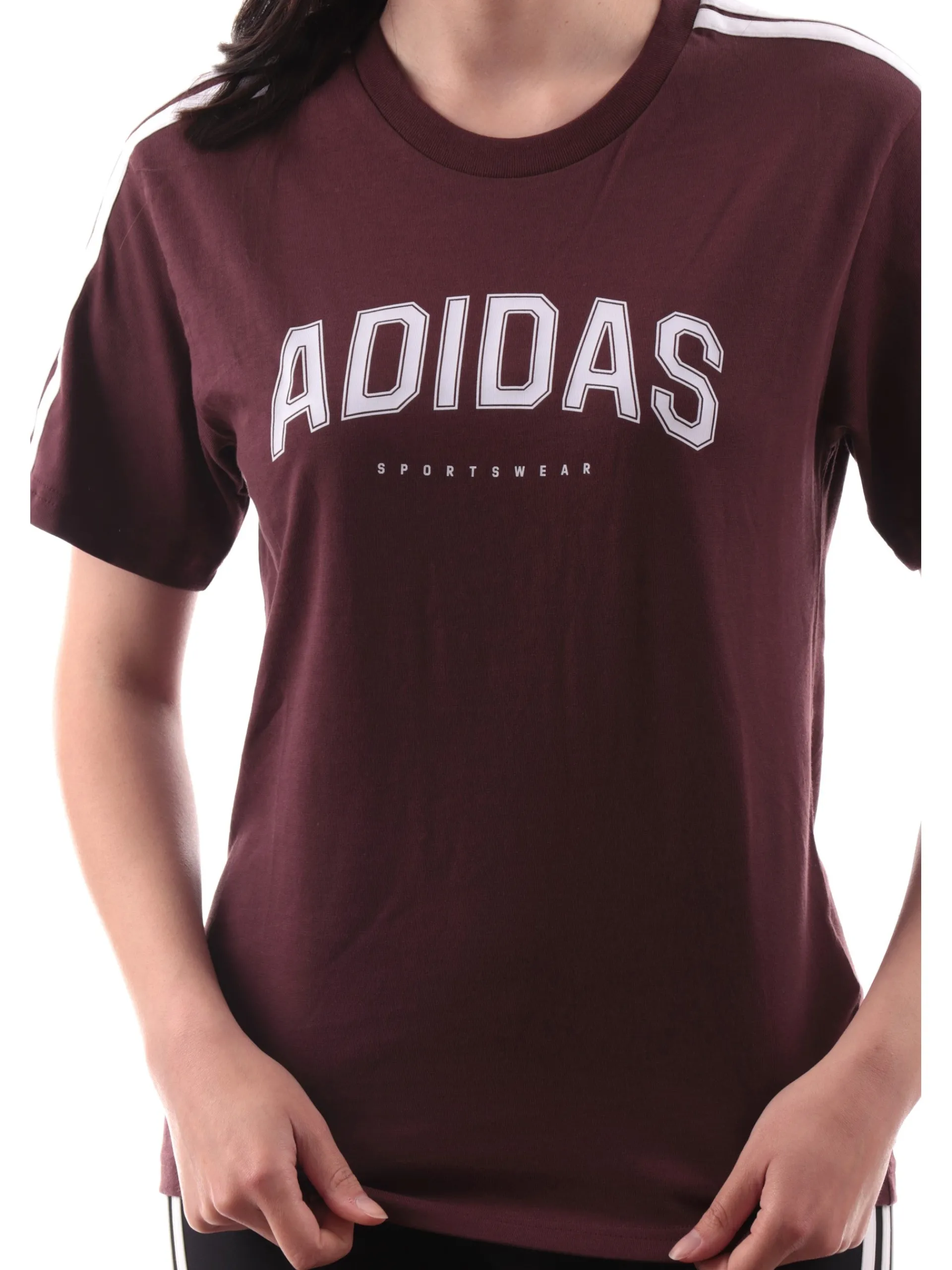 ADIDAS EQUIPMENT T-Shirt*Maglia Adidas vintage bordeaux da donna 3Stripes JM0331