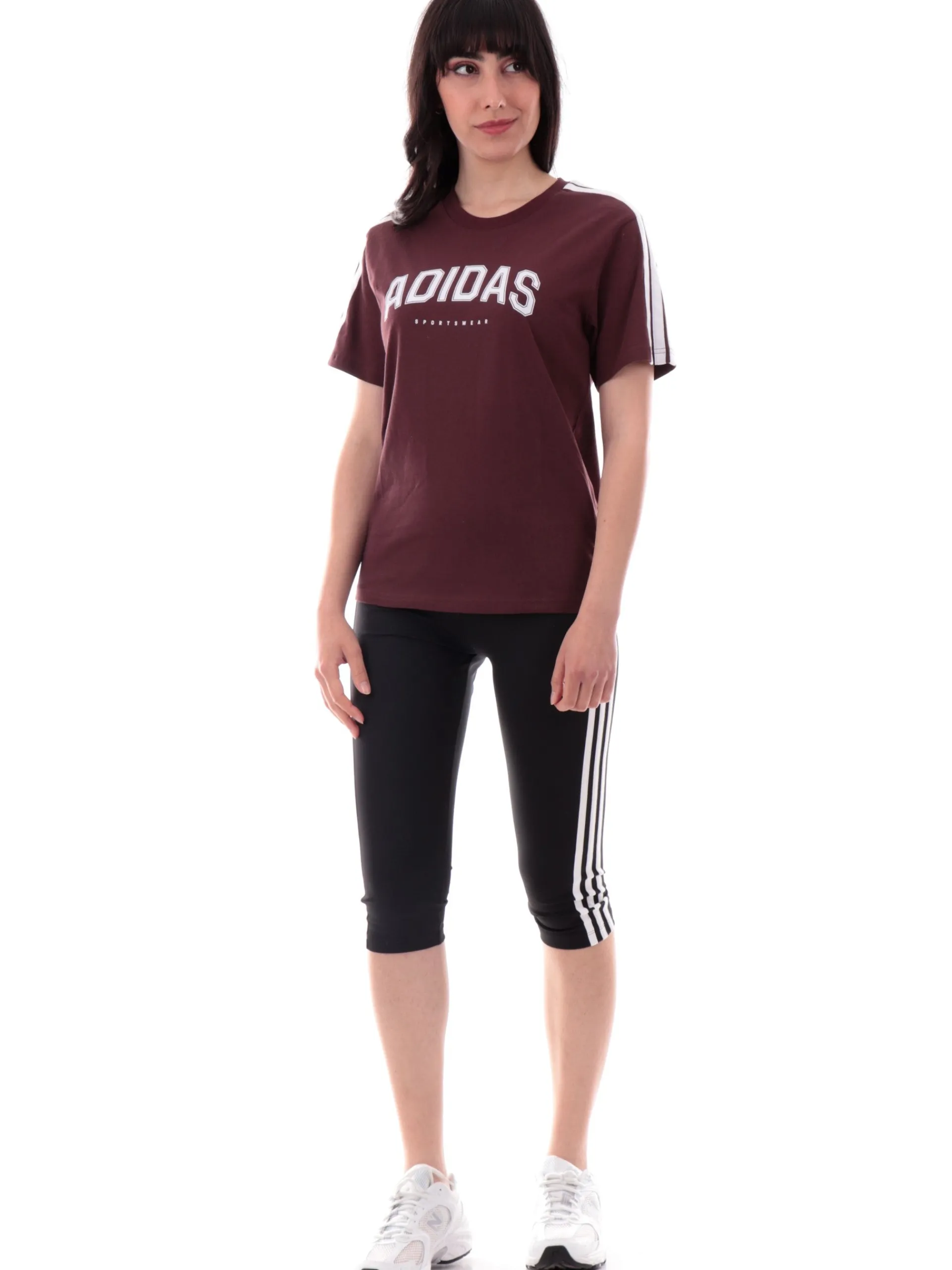 ADIDAS EQUIPMENT T-Shirt*Maglia Adidas vintage bordeaux da donna 3Stripes JM0331