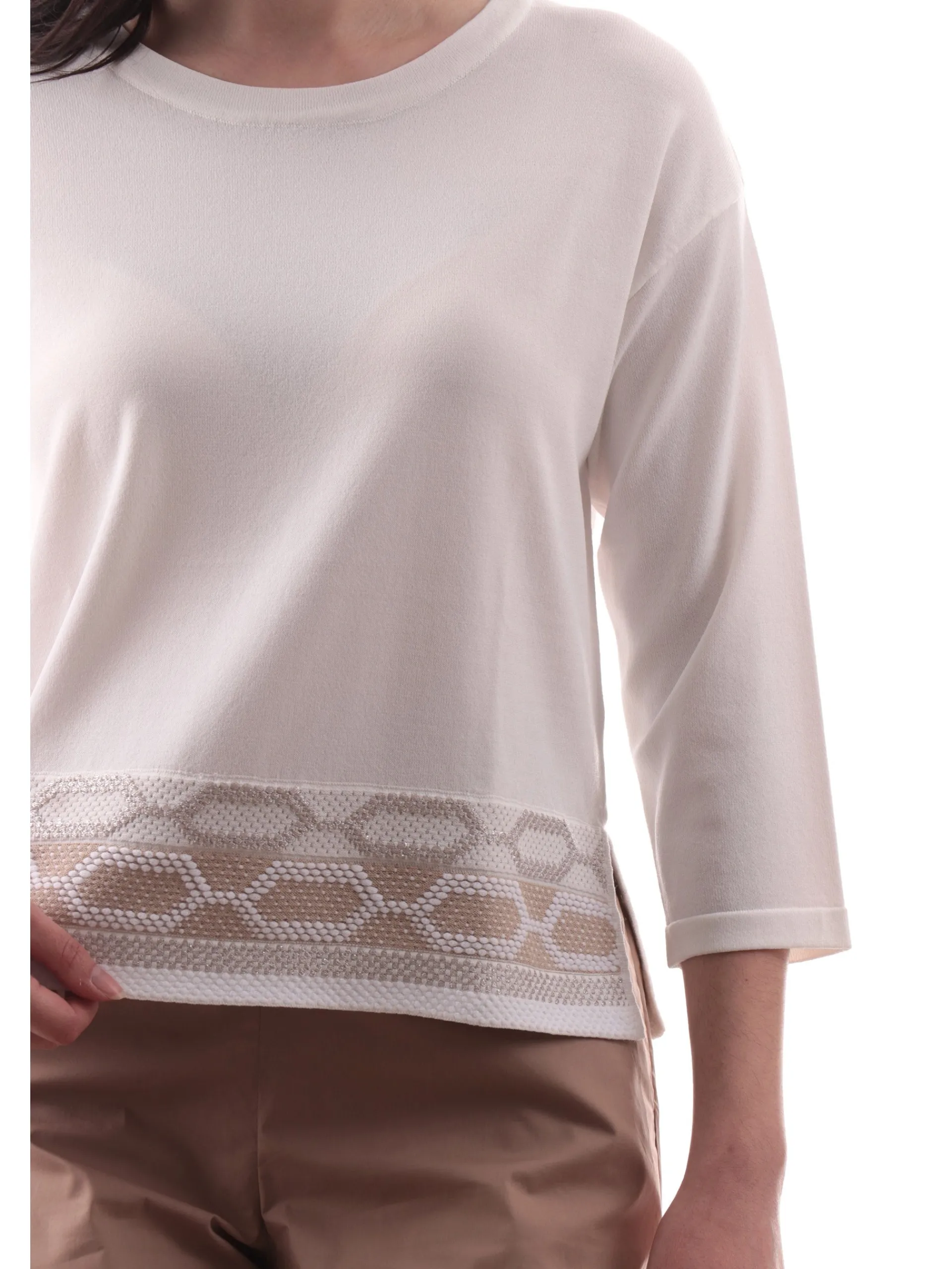ANIS Maglie*Maglia bianca con decorazione da donna vestibilità morbida 251W1031