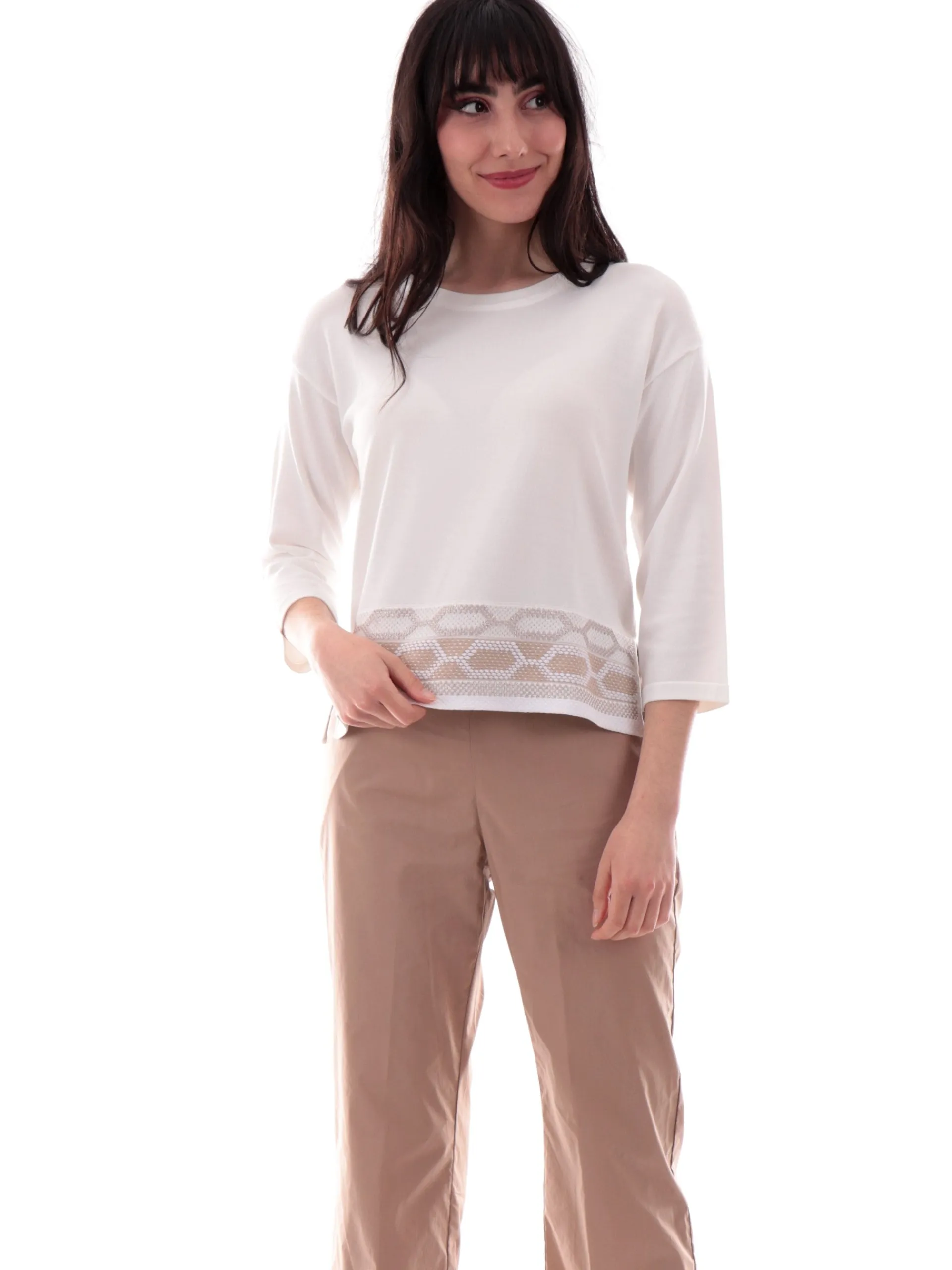 ANIS Maglie*Maglia bianca con decorazione da donna vestibilità morbida 251W1031