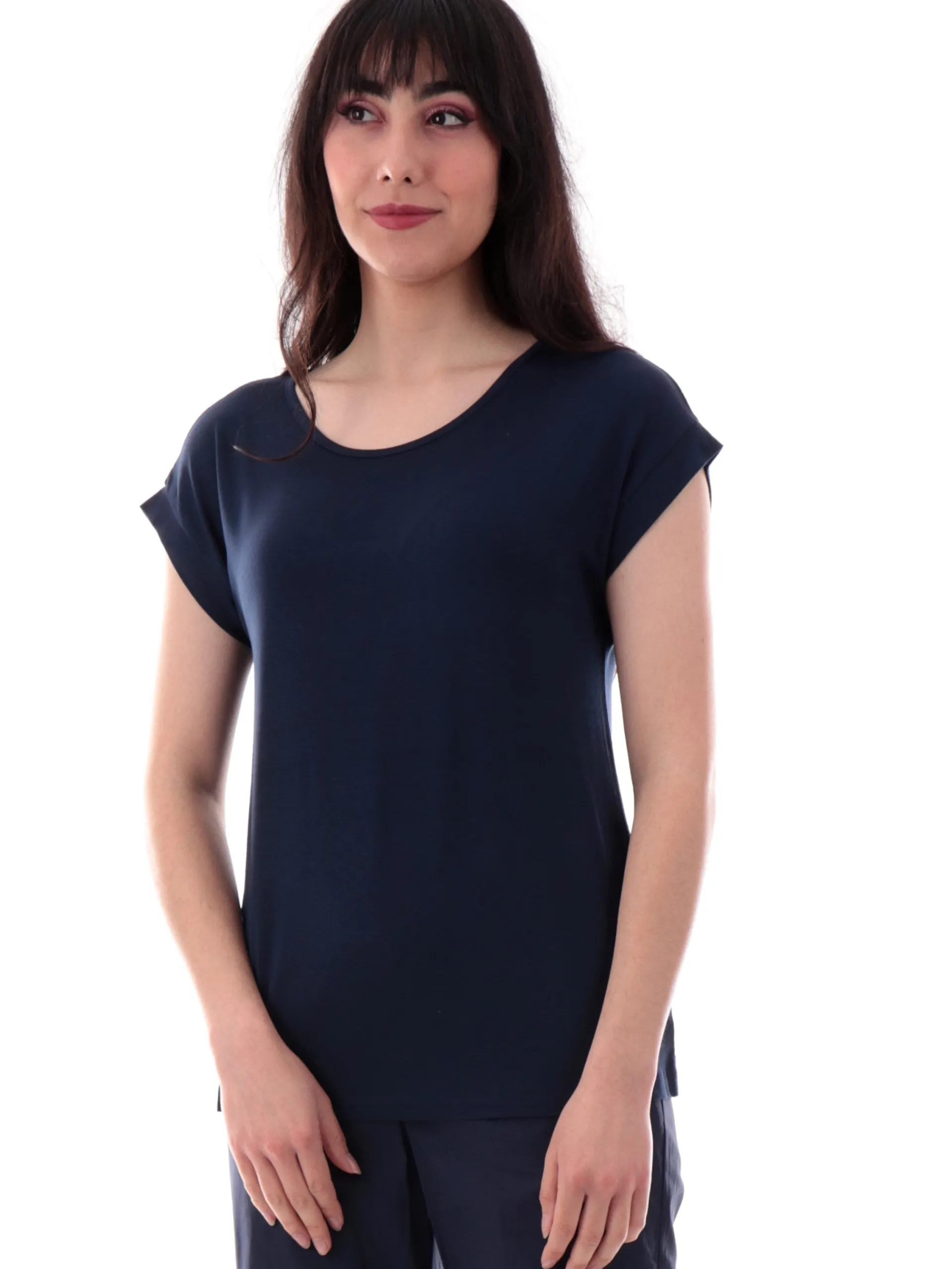 ANIS Maglie*Maglia blu maniche aletta da donna scollo a barca 251W1347
