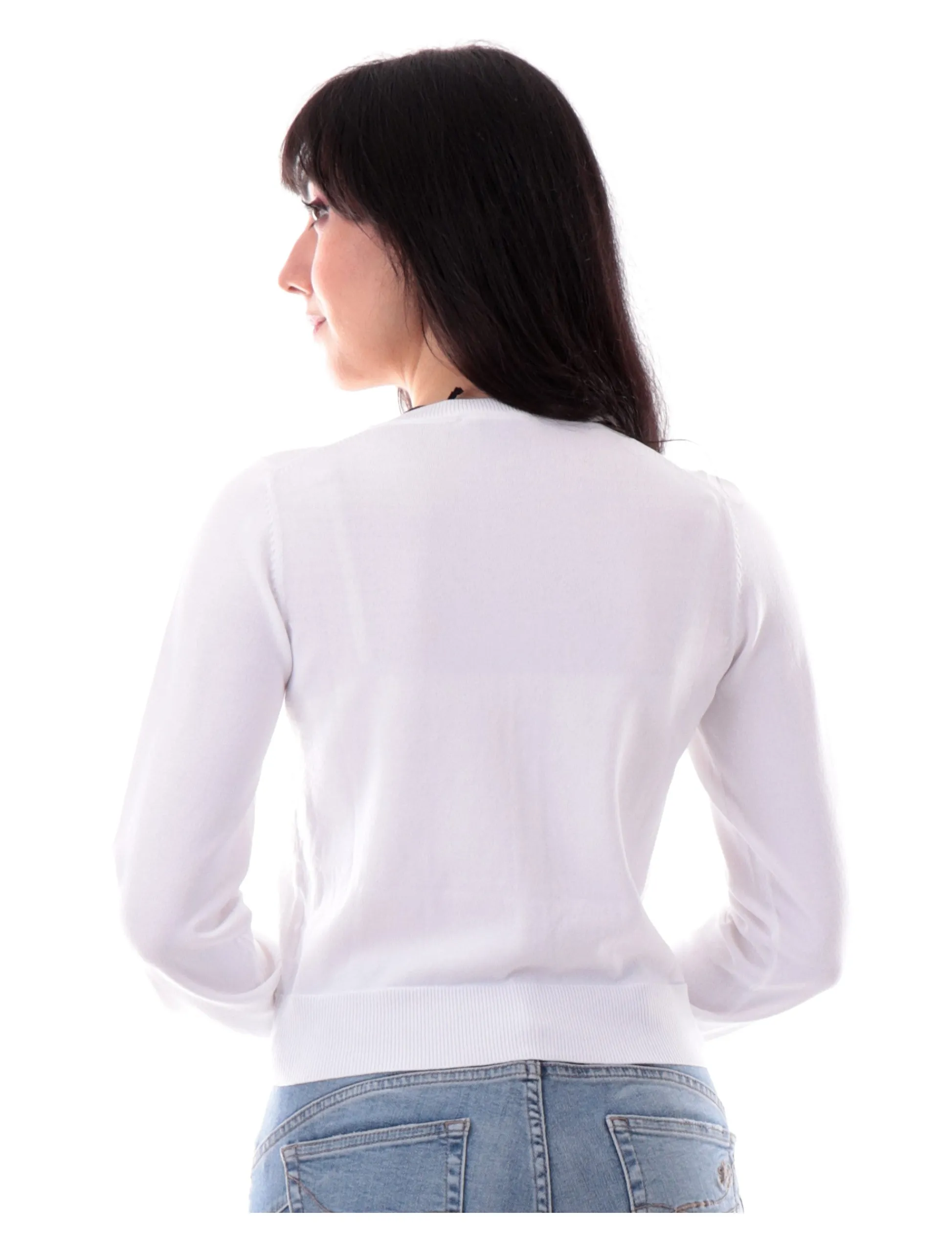 ANIS Maglie*Maglia coreana bianca da donna con bottoni gioiello 251W1067