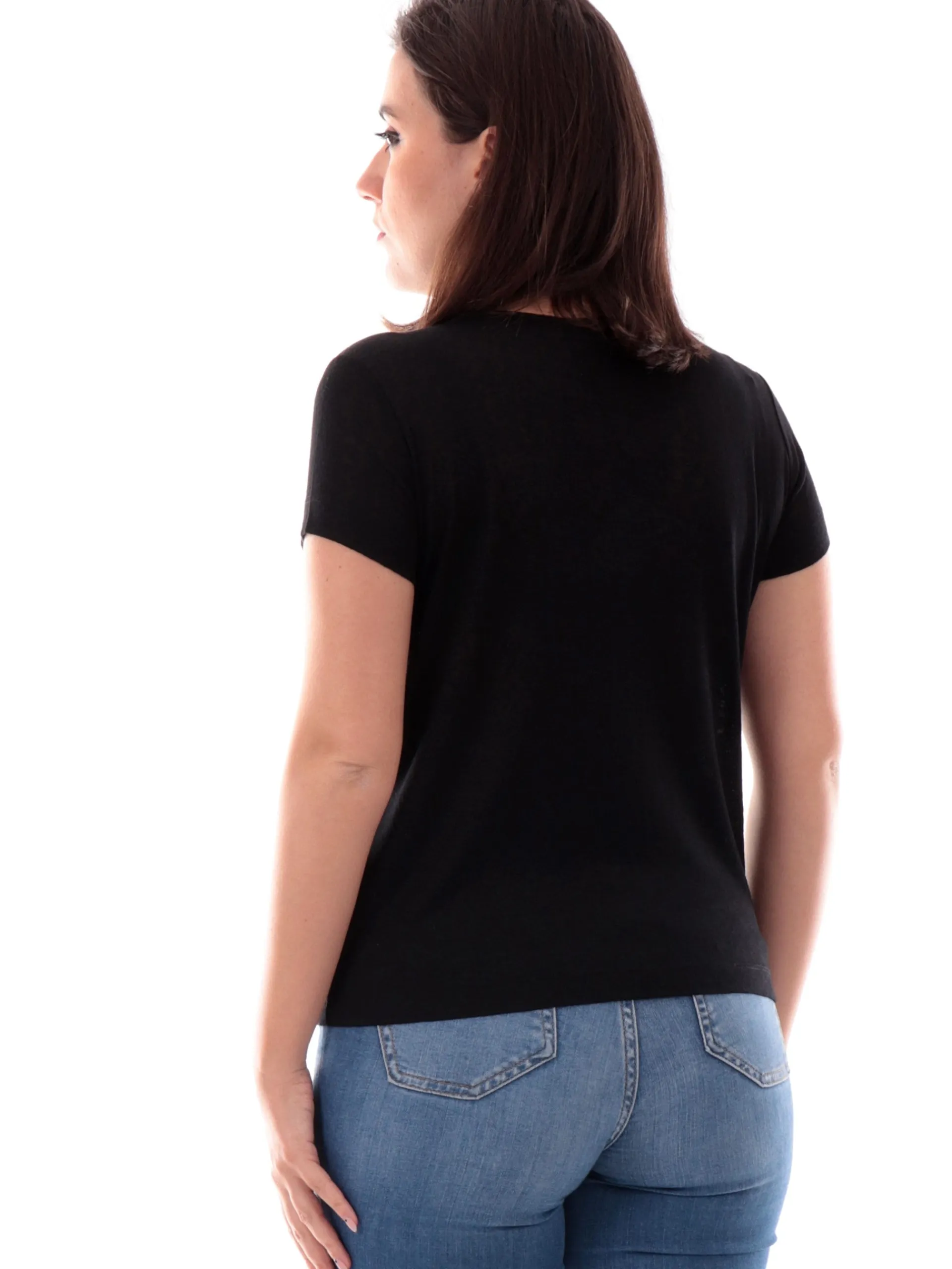 ANIS Maglie*Maglia nera con collo traforato zig zag 251C1497