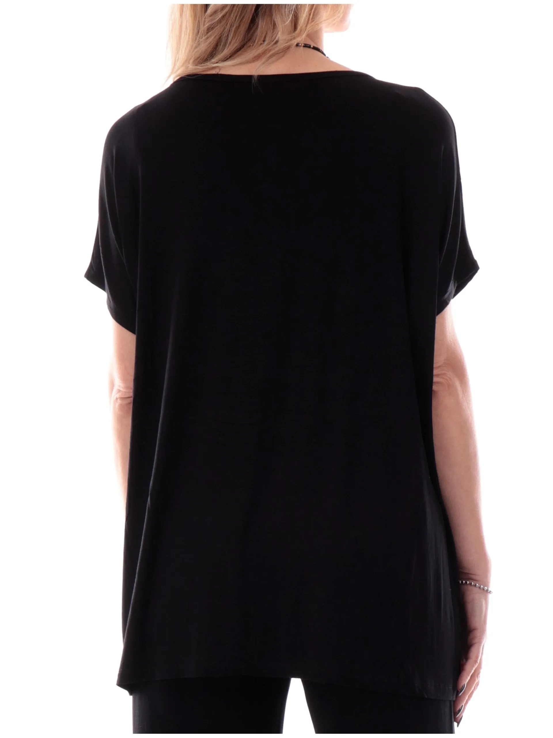 ANIS Maglie*Maglia nera girocollo da donna vestibilità morbida 251W1346