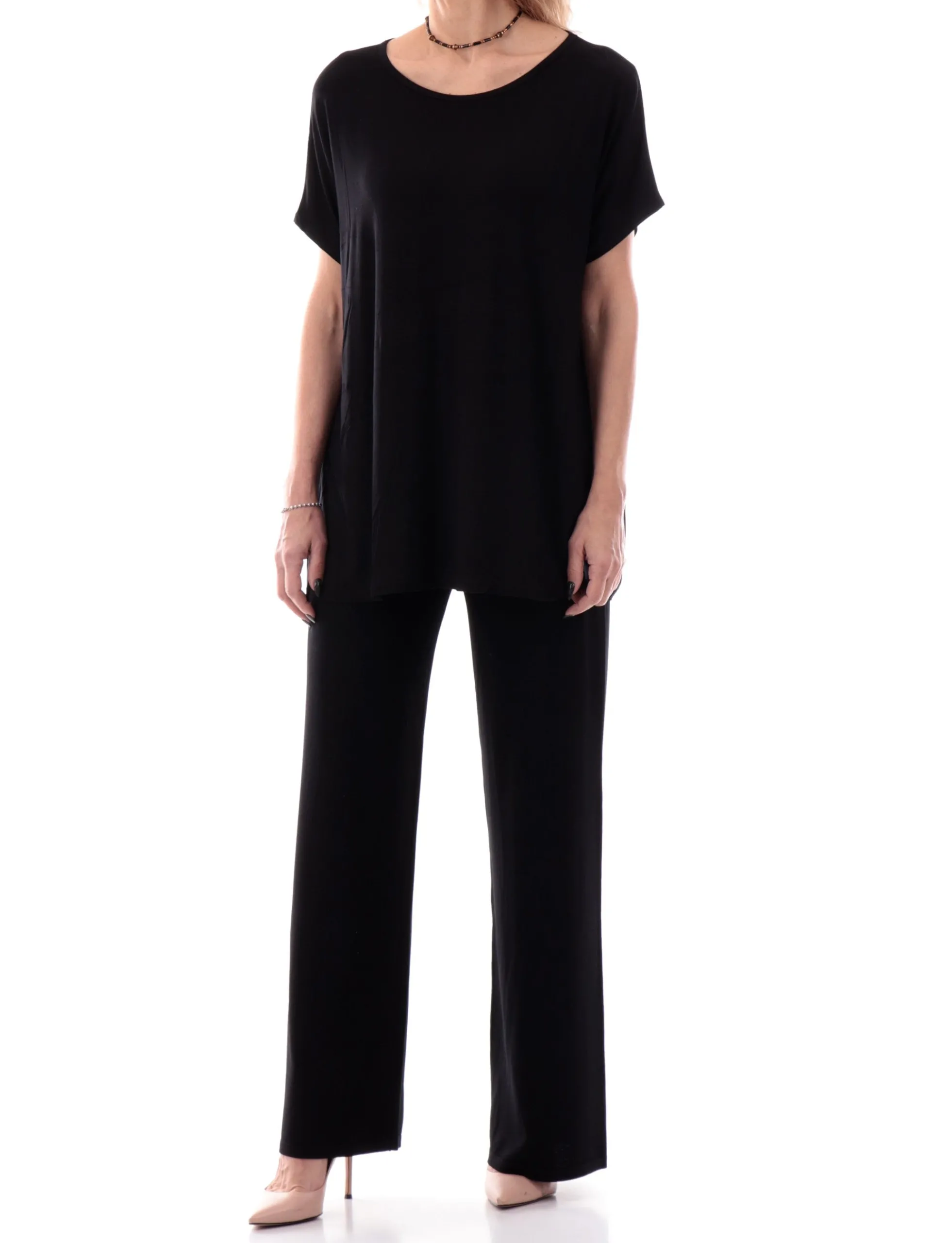 ANIS Maglie*Maglia nera girocollo da donna vestibilità morbida 251W1346