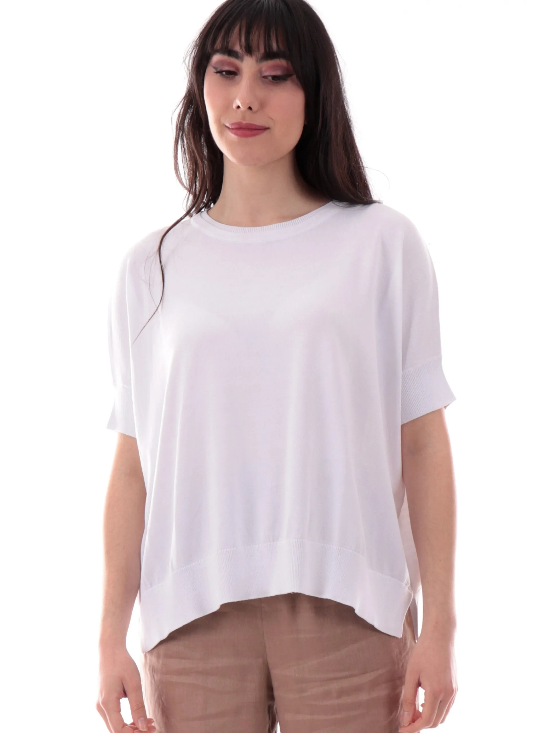 ANIS Maglie*Maglia White bianca da donna in filo morbida 251W6102