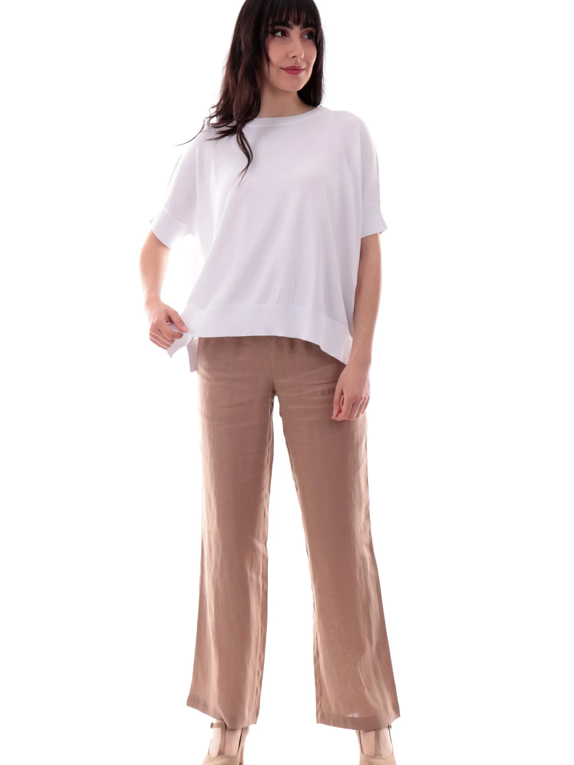 ANIS Maglie*Maglia White bianca da donna in filo morbida 251W6102