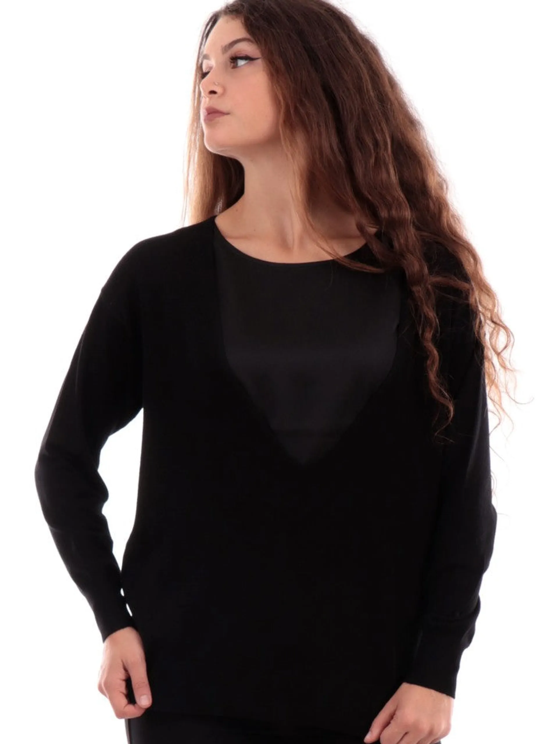 ANIS Maglie*Maglia White Doppia con scollo a V e Canotta Raso Satin da Donna 2351018