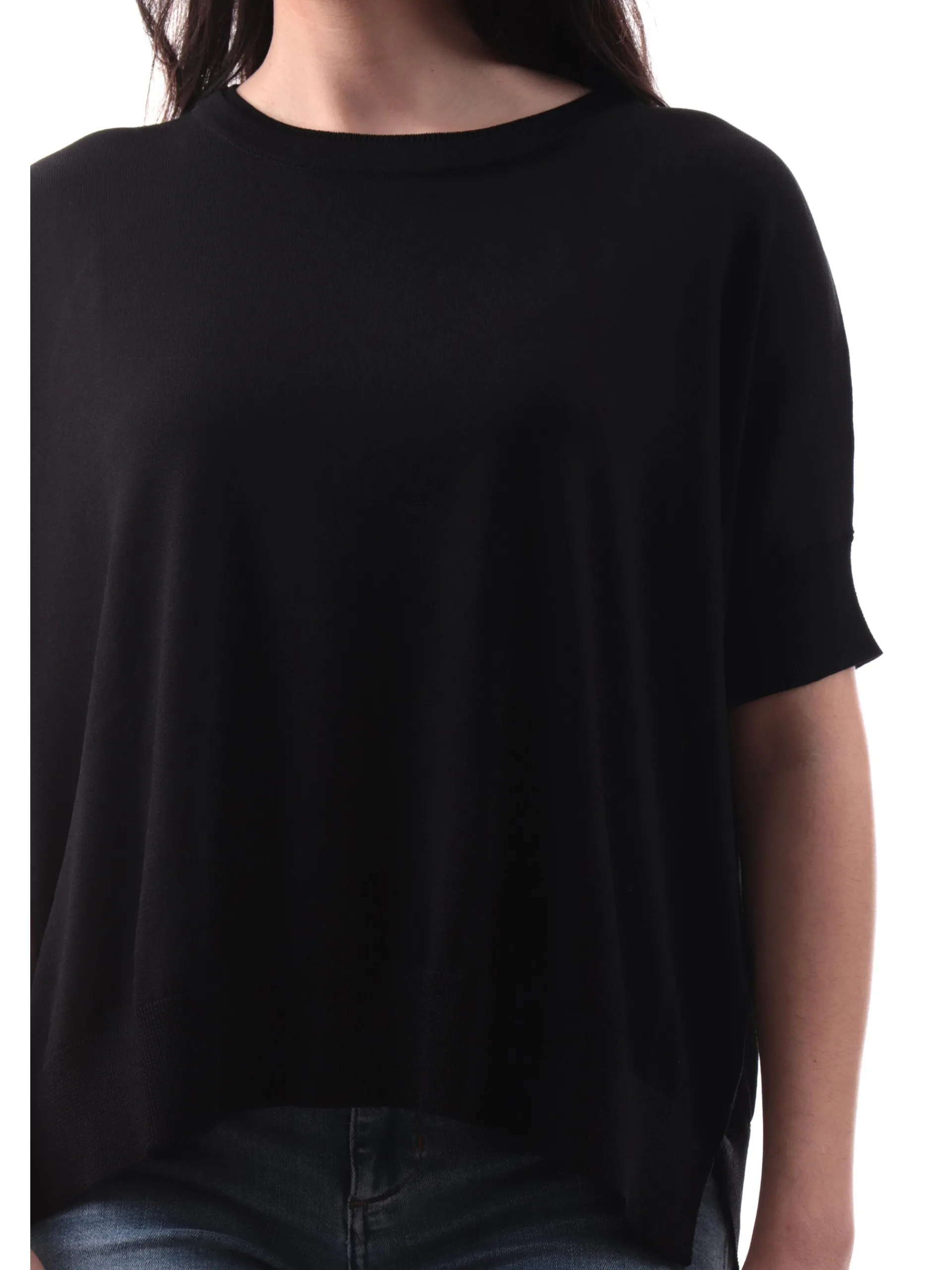 ANIS Maglie*Maglia White nera da donna in filo morbida 251W6102