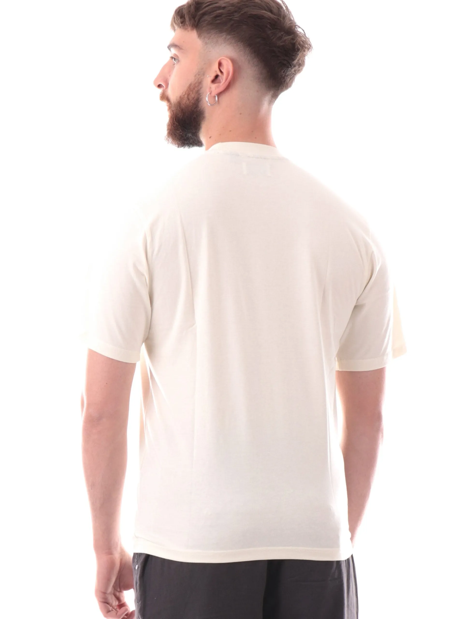 AQUASCUTUM T-Shirt*Maglia bianco crema da uomo con logo stampato lato cuore AAB005TS005
