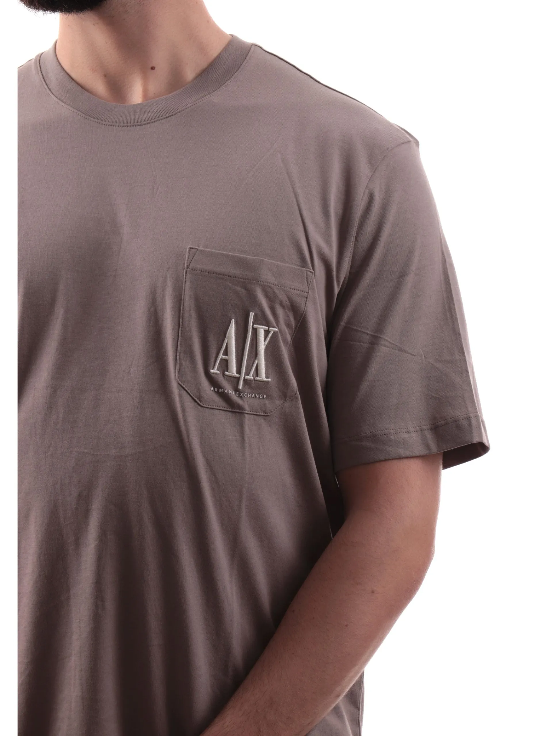ARMANI EXCHANGE T-Shirt*Maglia AX marrone da uomo con taschino XM000366AF12308