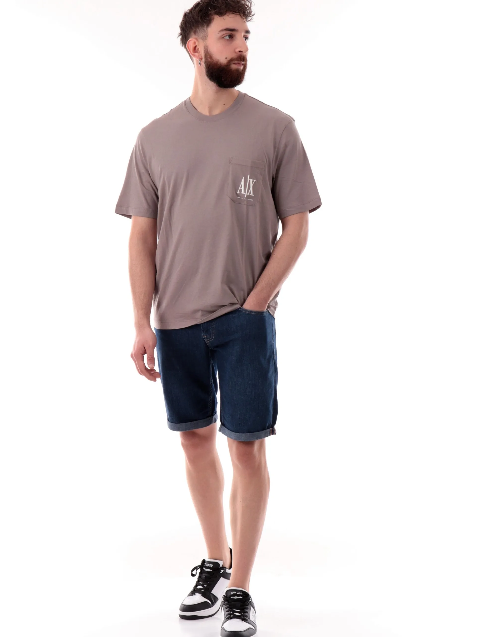 ARMANI EXCHANGE T-Shirt*Maglia AX marrone da uomo con taschino XM000366AF12308