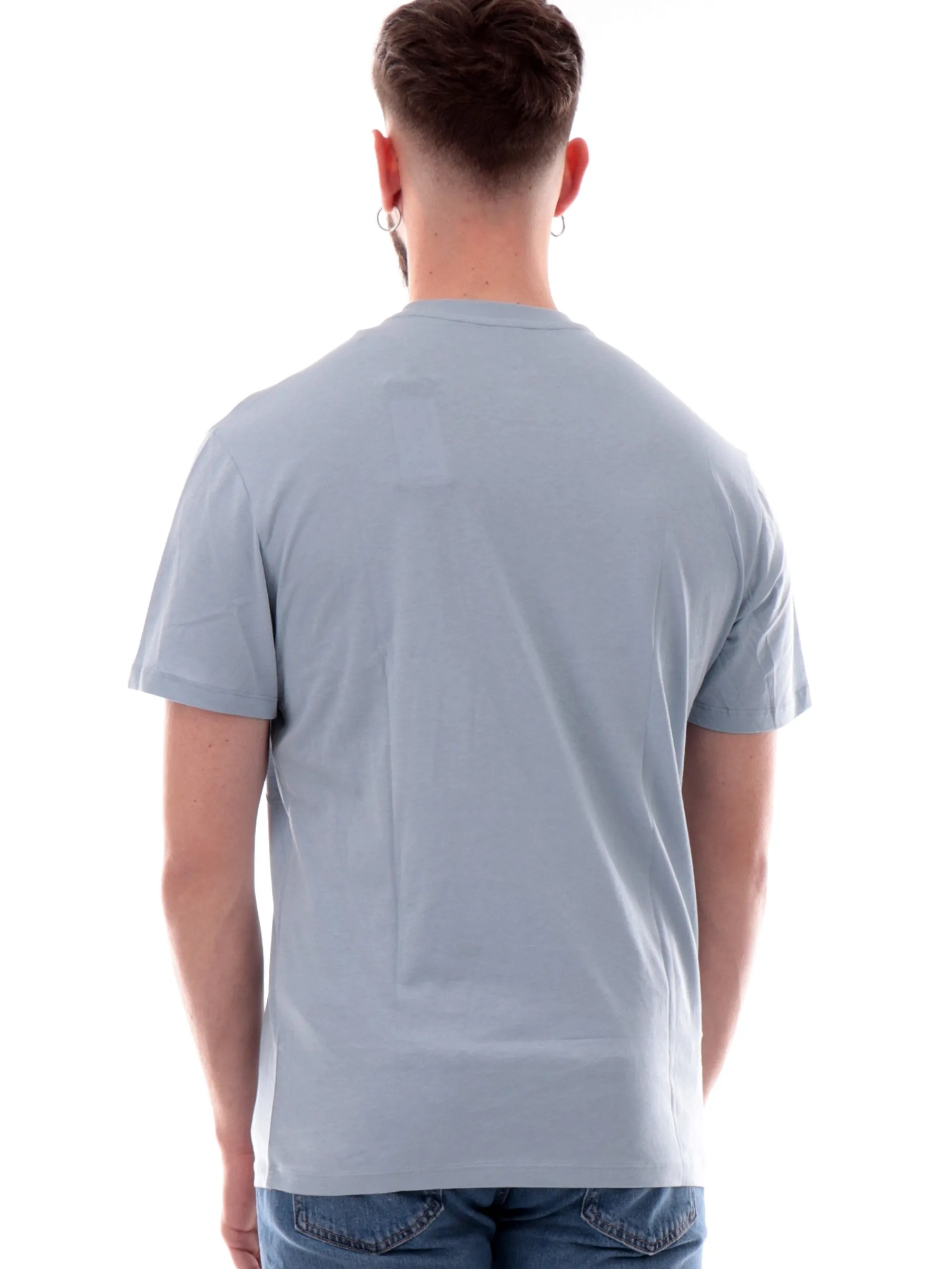 ARMANI EXCHANGE T-Shirt*Maglia AX celeste da uomo con logo AX lato cuore 8NZT91Z8H4Z