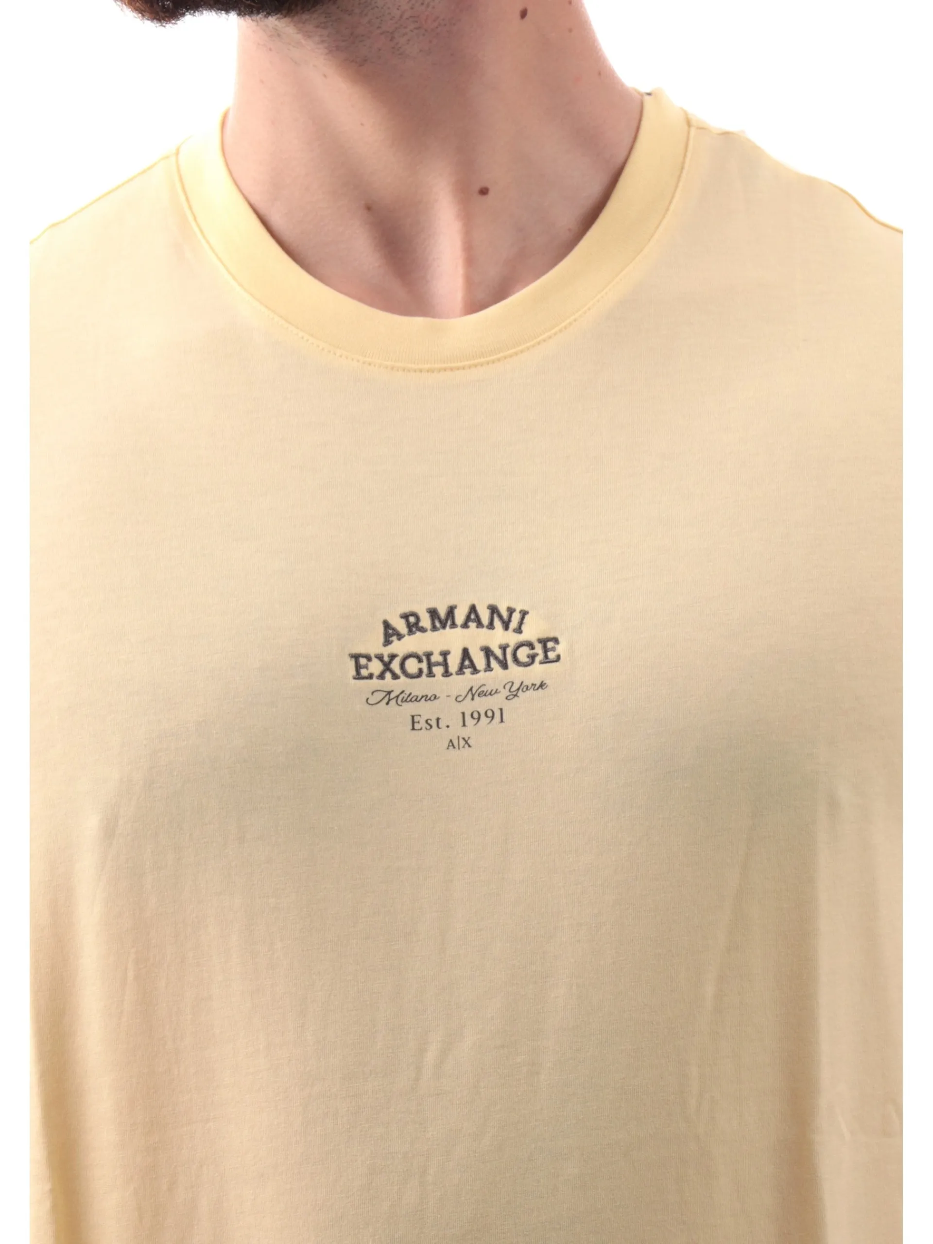 ARMANI EXCHANGE T-Shirt*Maglia AX gialla da uomo logo Armani ricamato XM000761AF12308