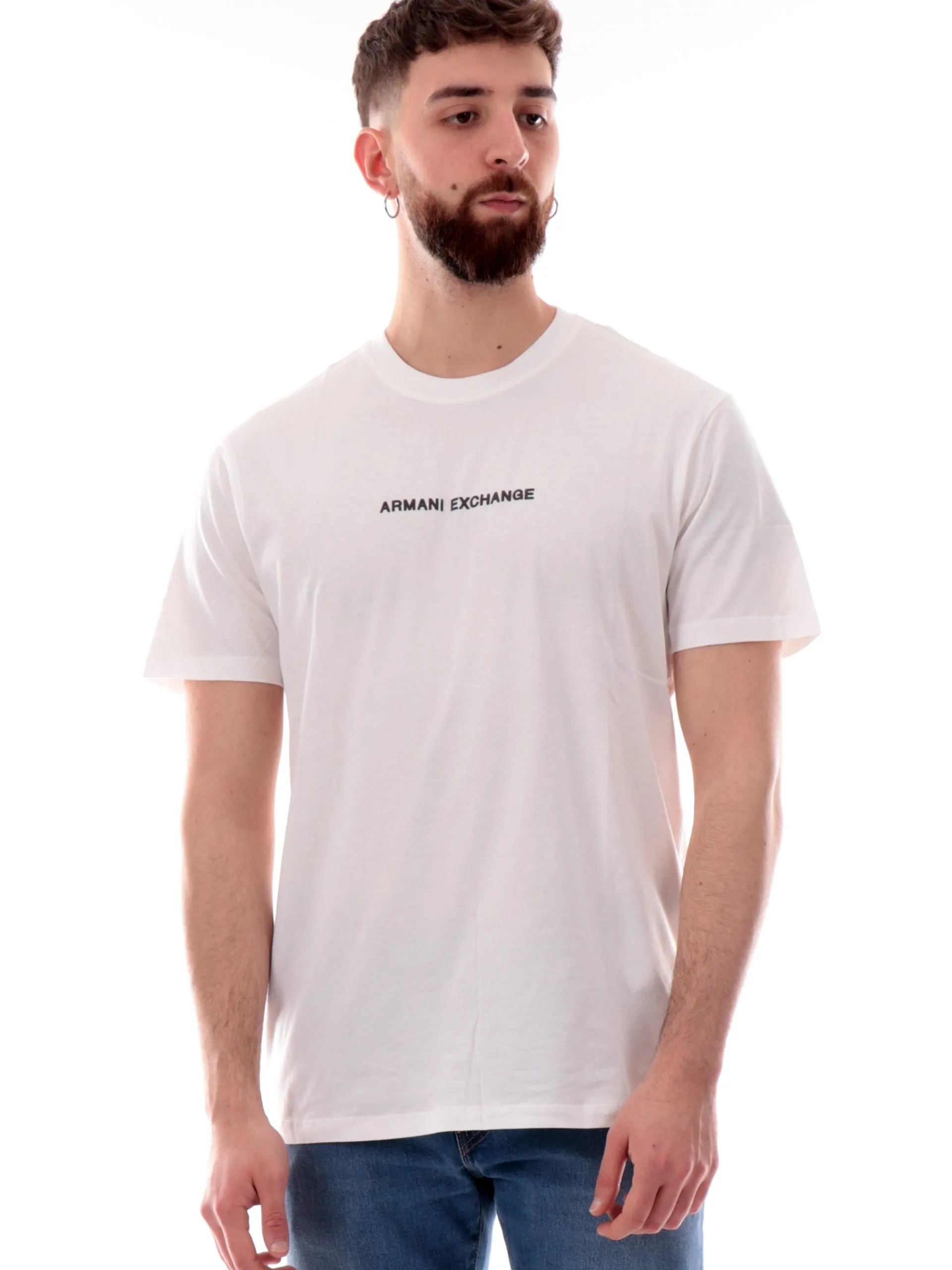 ARMANI EXCHANGE T-Shirt*Maglia AX bianca da uomo patch Armani gommato XM000787AF12308