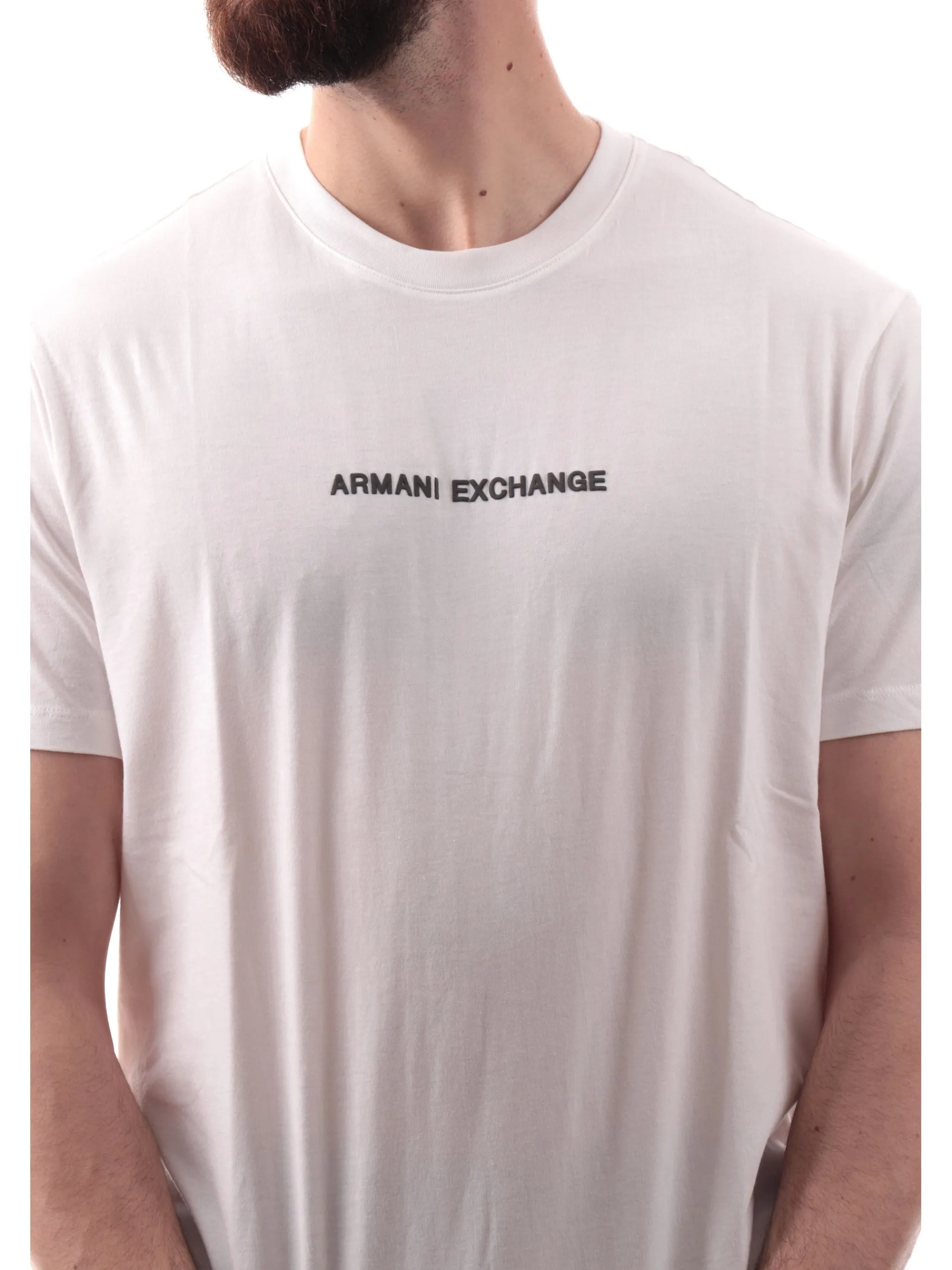 ARMANI EXCHANGE T-Shirt*Maglia AX bianca da uomo patch Armani gommato XM000787AF12308