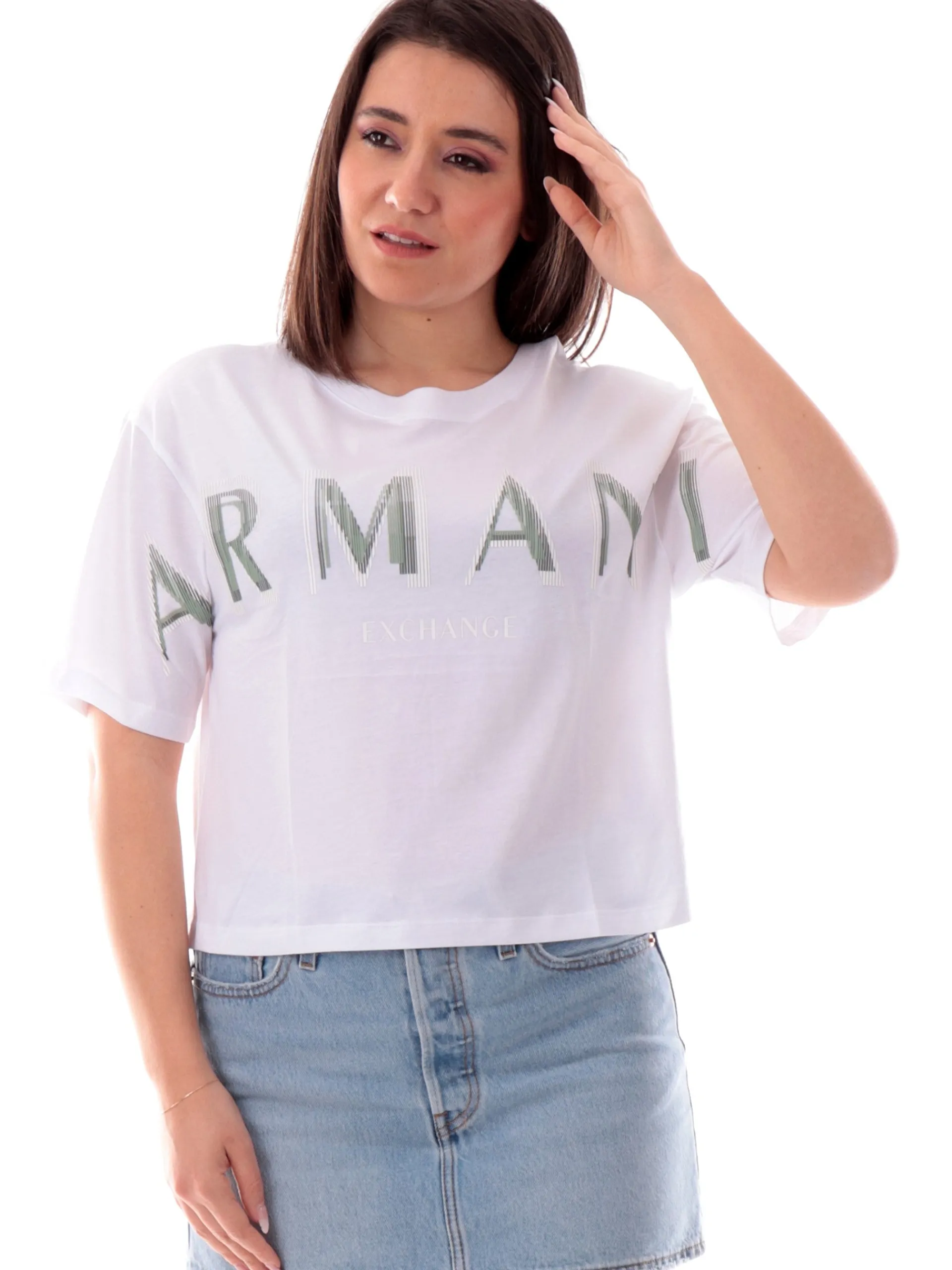ARMANI EXCHANGE T-Shirt*Maglia AX bianca girocollo da donna con stampa Armani XW000520AF10359 U0002