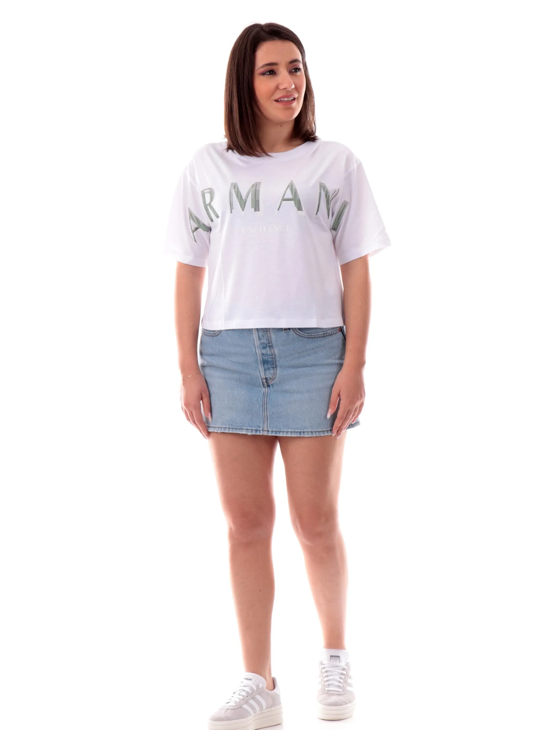 ARMANI EXCHANGE T-Shirt*Maglia AX bianca girocollo da donna con stampa Armani XW000520AF10359 U0002