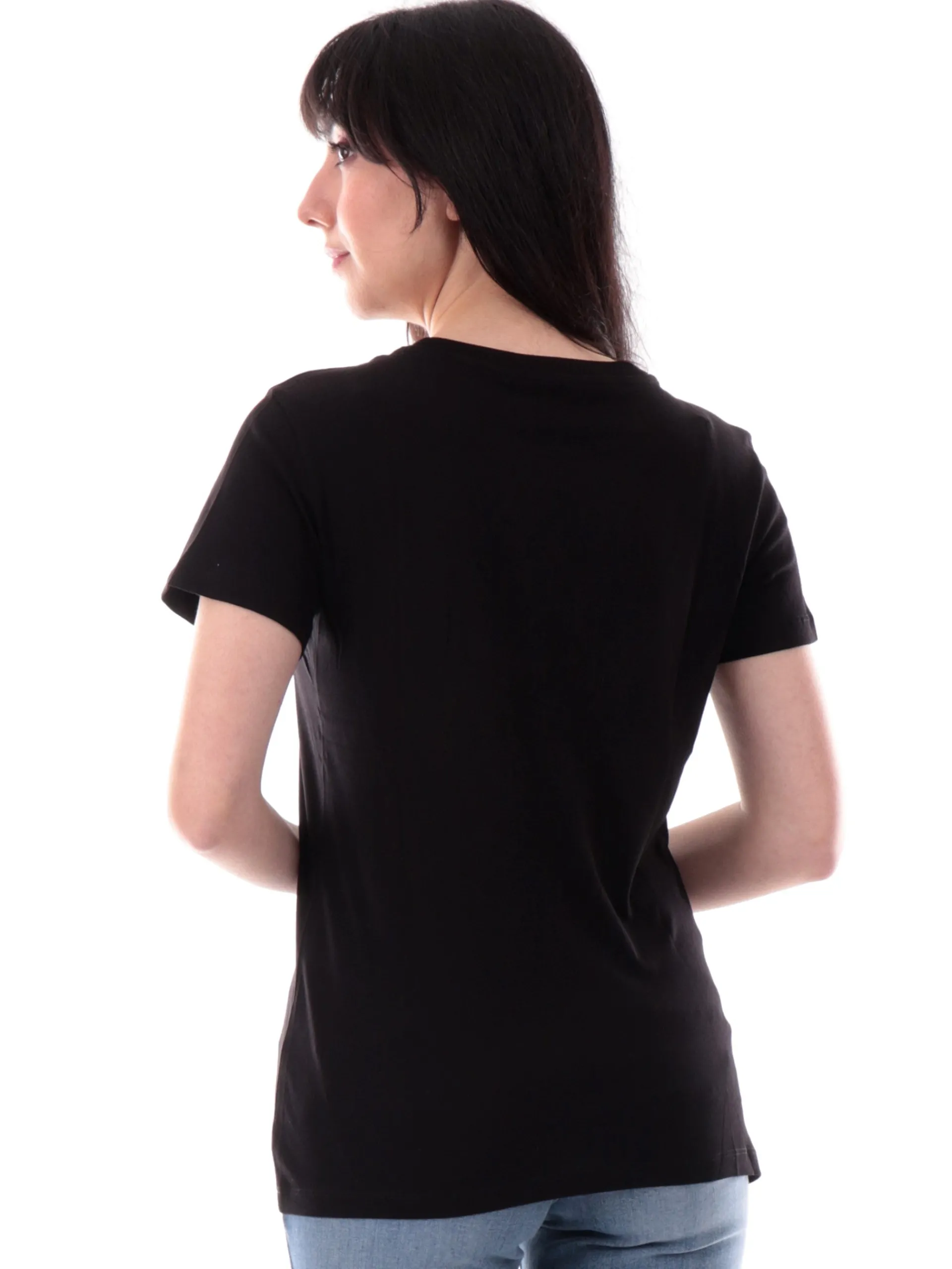 ARMANI EXCHANGE T-Shirt*Maglia AX nera girocollo da donna stampa con glitter XW000109AF10359 UC001