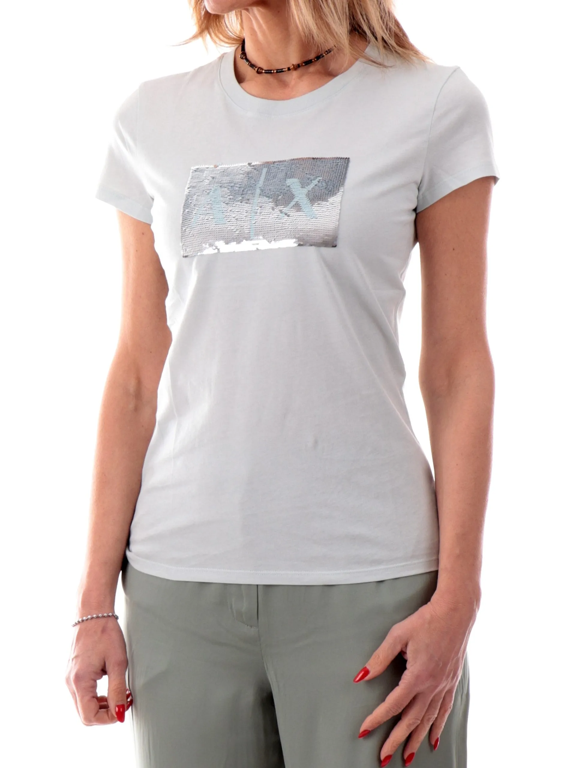 ARMANI EXCHANGE T-Shirt*Maglia AX con paillettes verde da donna 8NYTDLYJ73Z