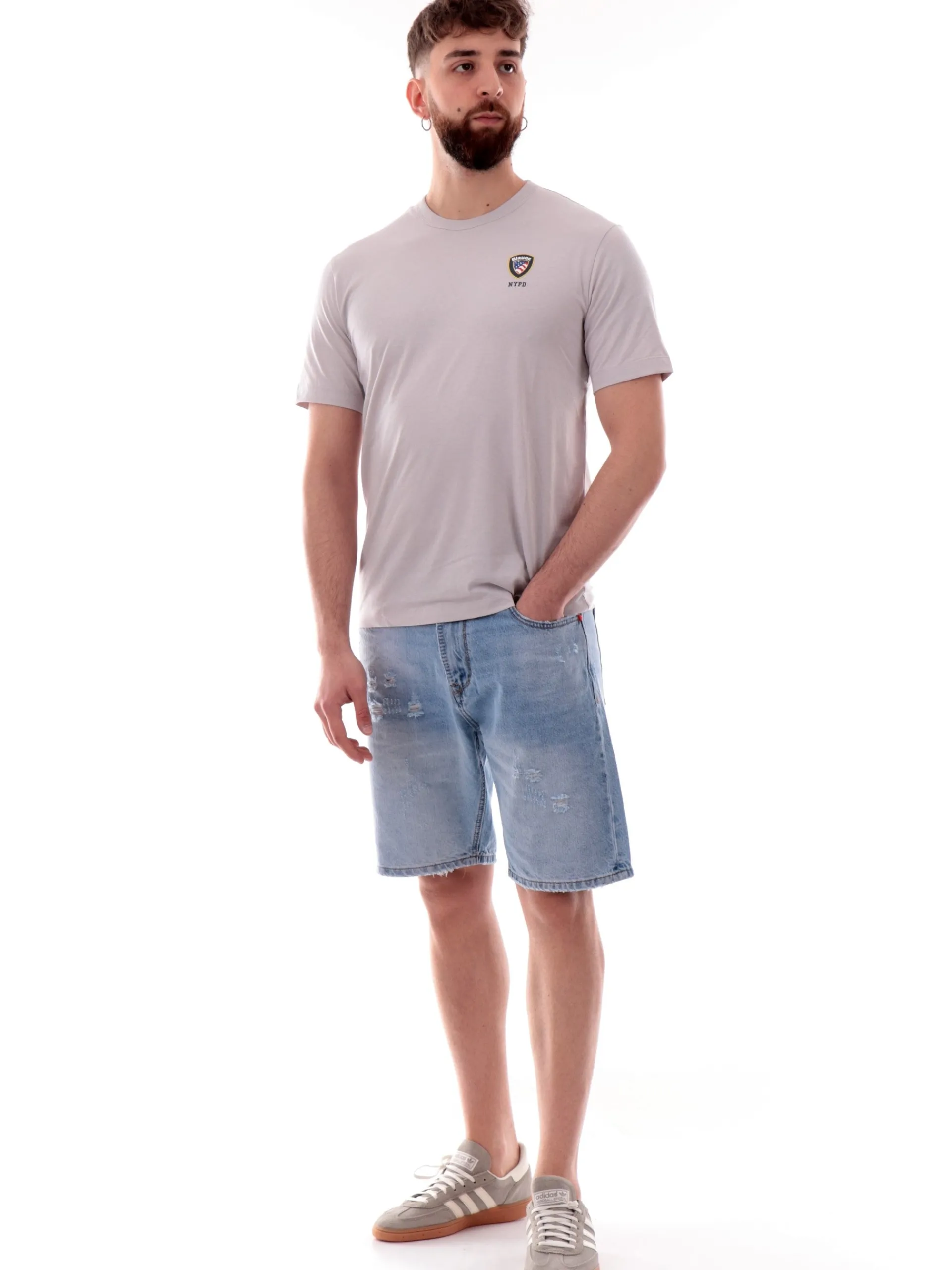 BLAUER T-Shirt*Maglia grigia da uomo Irving logo lato cuore H02196004547