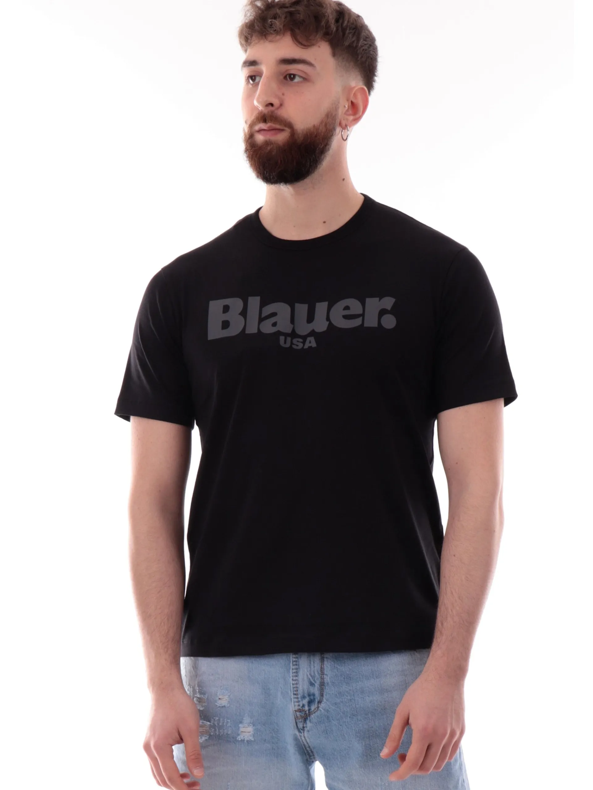 BLAUER T-Shirt*Maglia nera da uomo Bourne maxi logo H02191004547