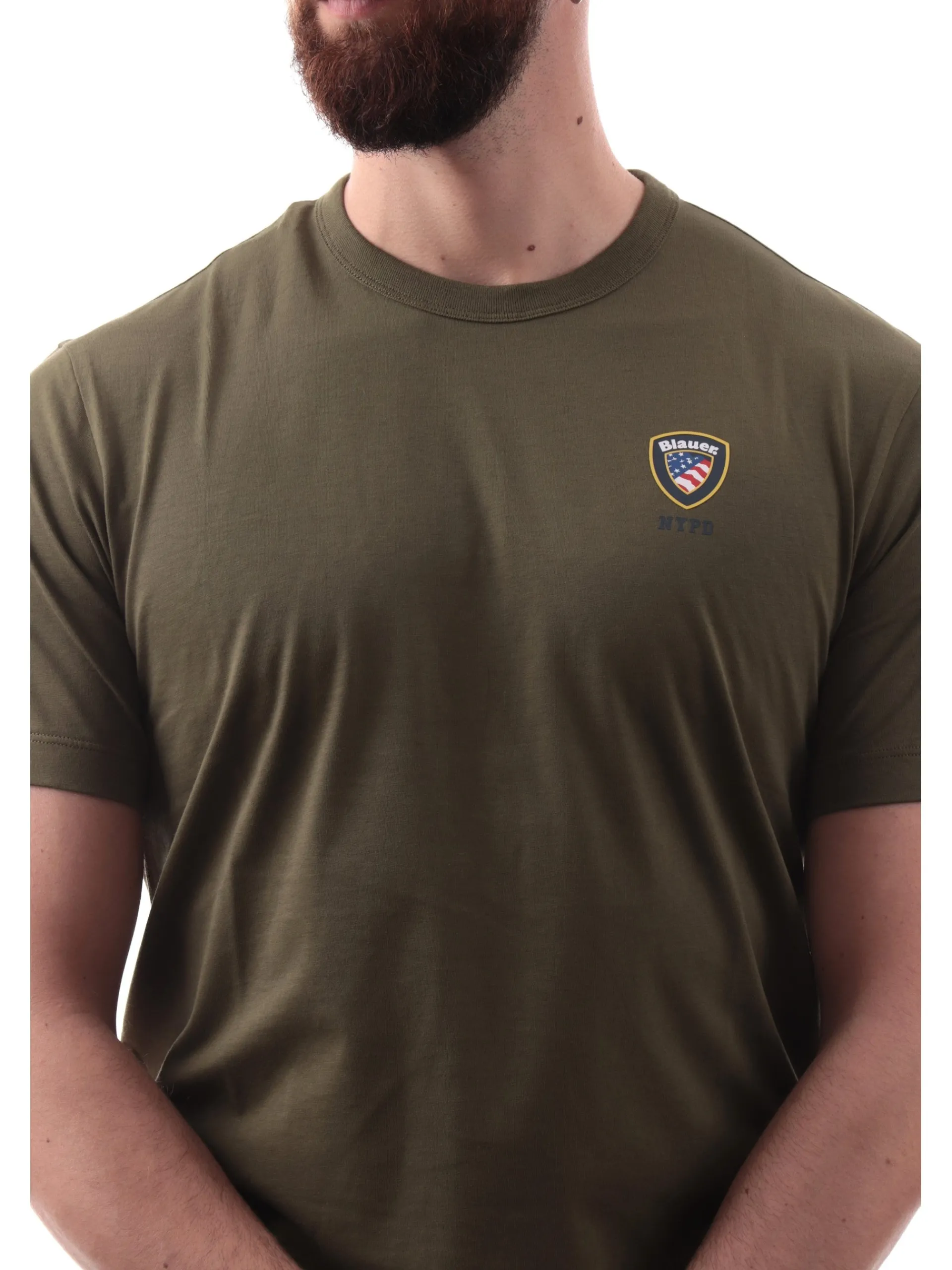 BLAUER T-Shirt*Maglia verde da uomo Irving logo lato cuore H02196004547