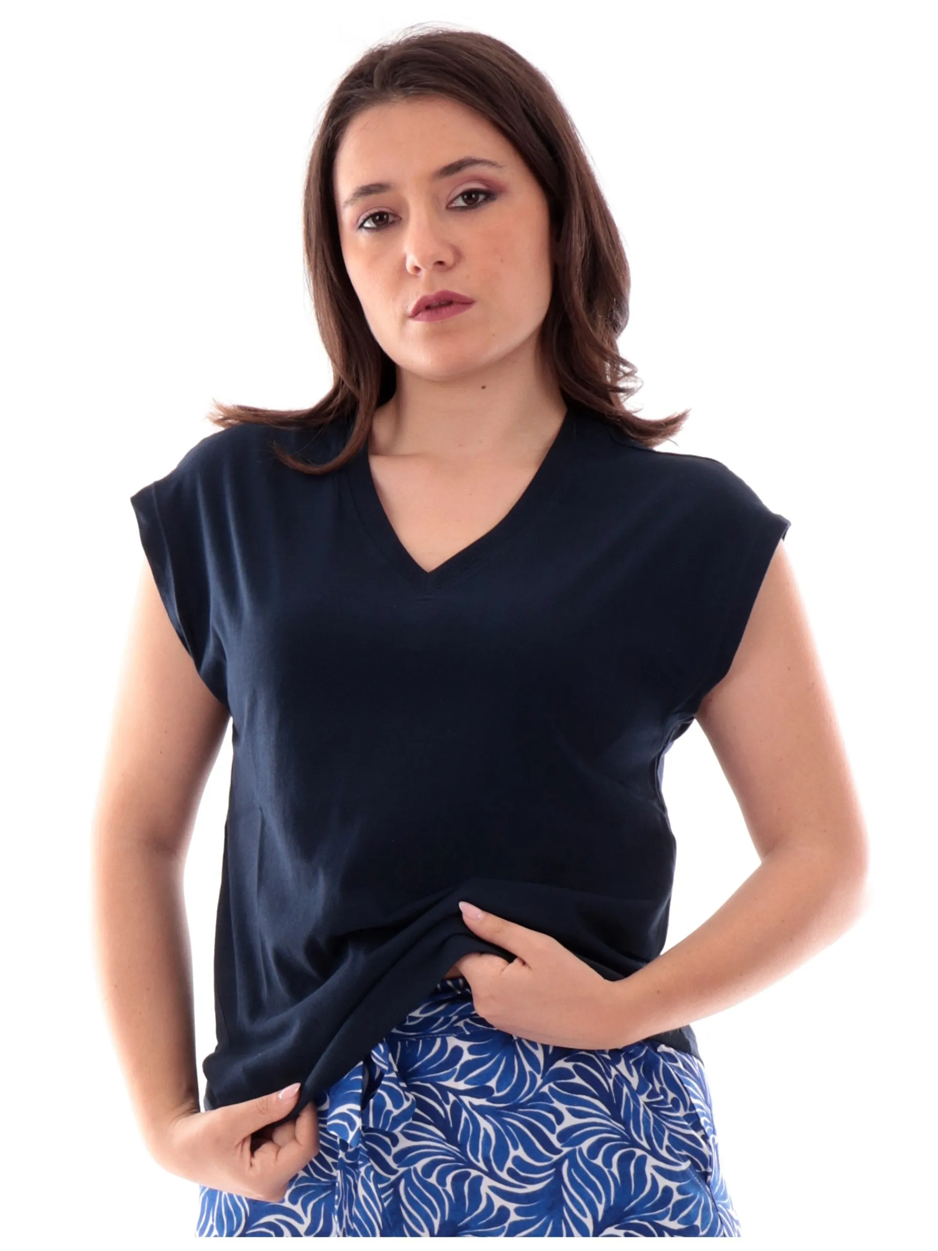 TIFFOSI T-Shirt*Maglia blu scollo a V basic tee Charlize donna 10059233790