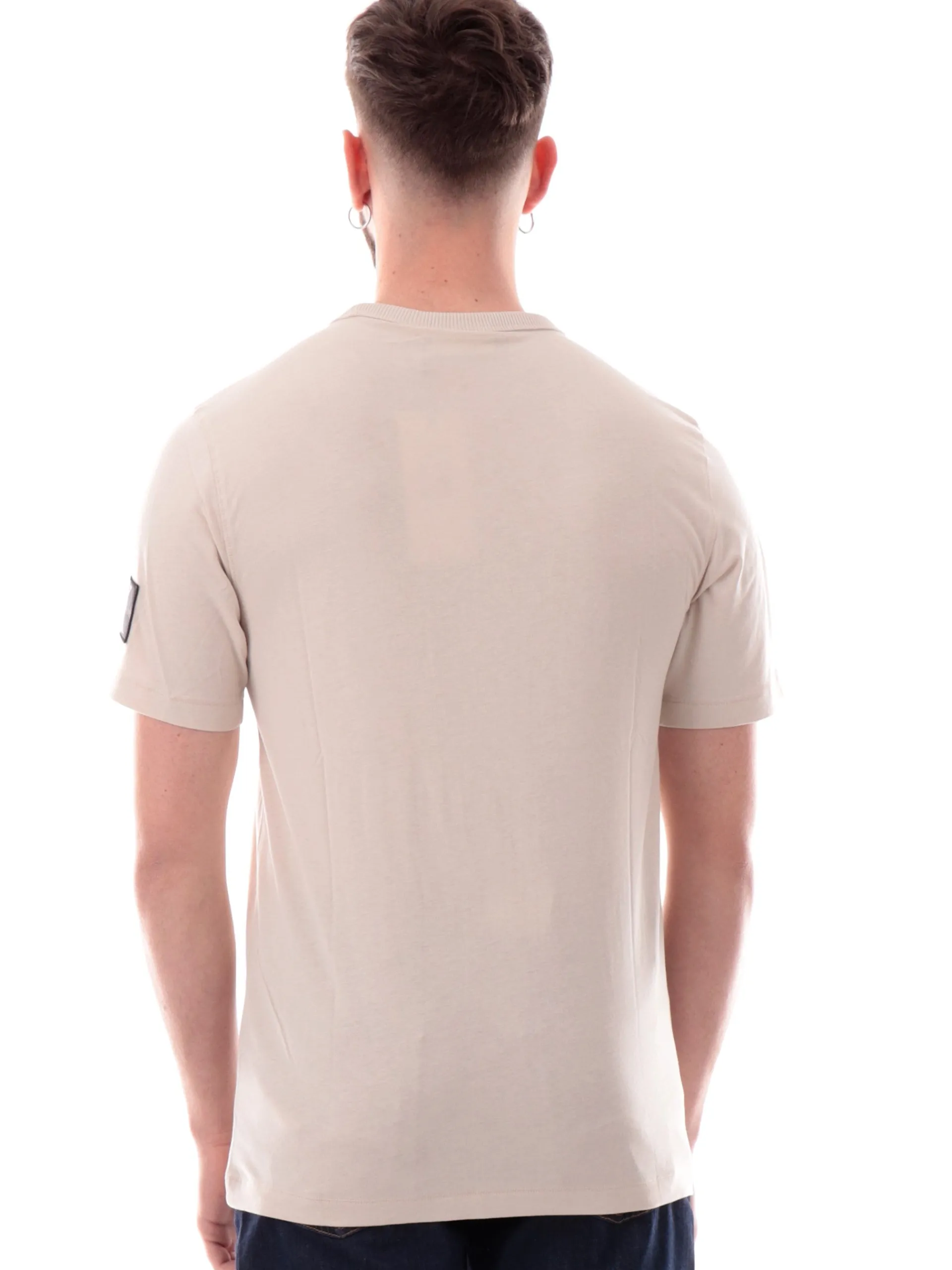 CALVIN KLEIN T-Shirt*Maglia beige Badge Regular da uomo patch CK sulla manica sinistra J30J323484 PDV