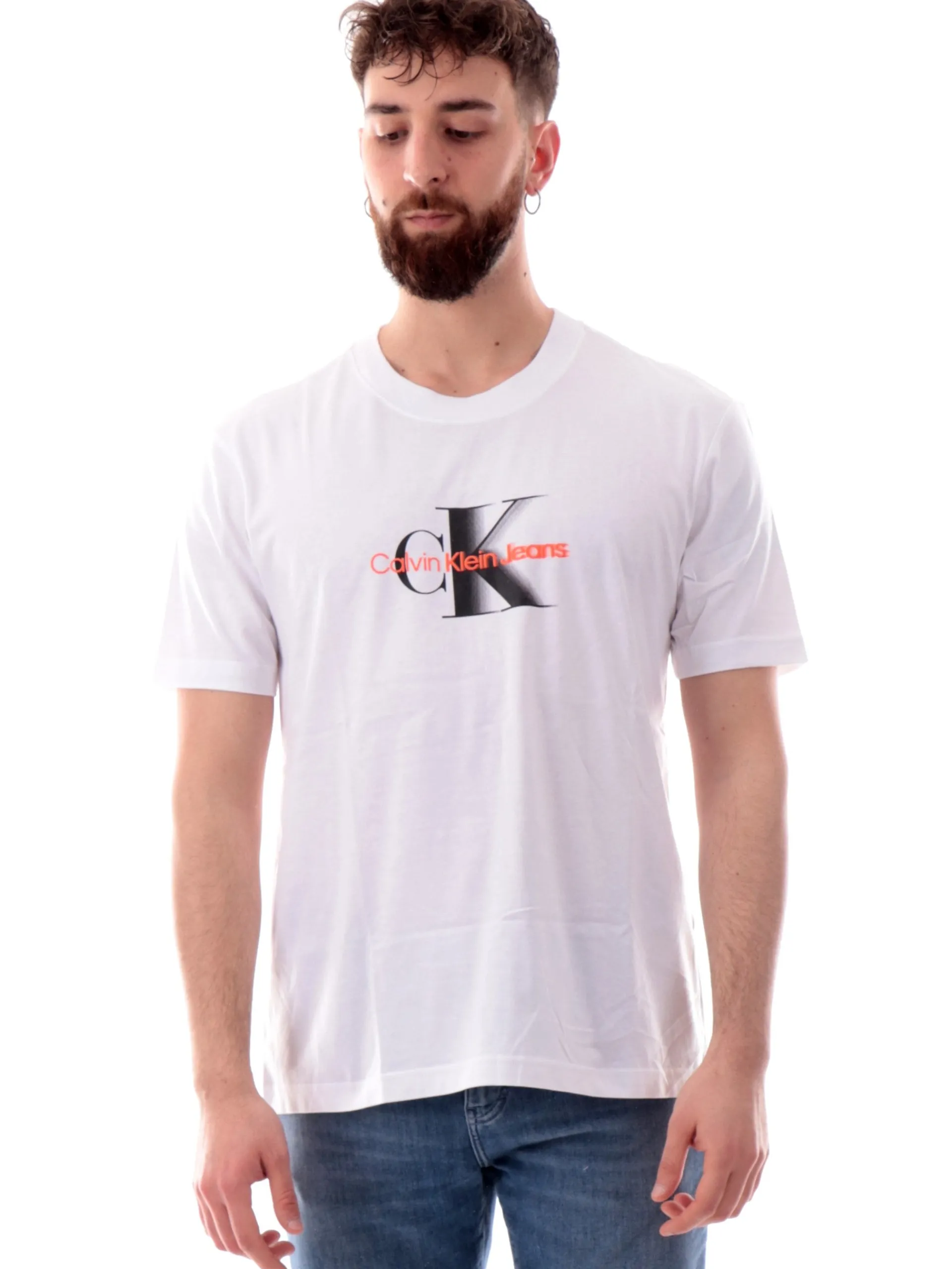 CALVIN KLEIN T-Shirt*Maglia bianca da uomo maxi logo Shift J30J327471