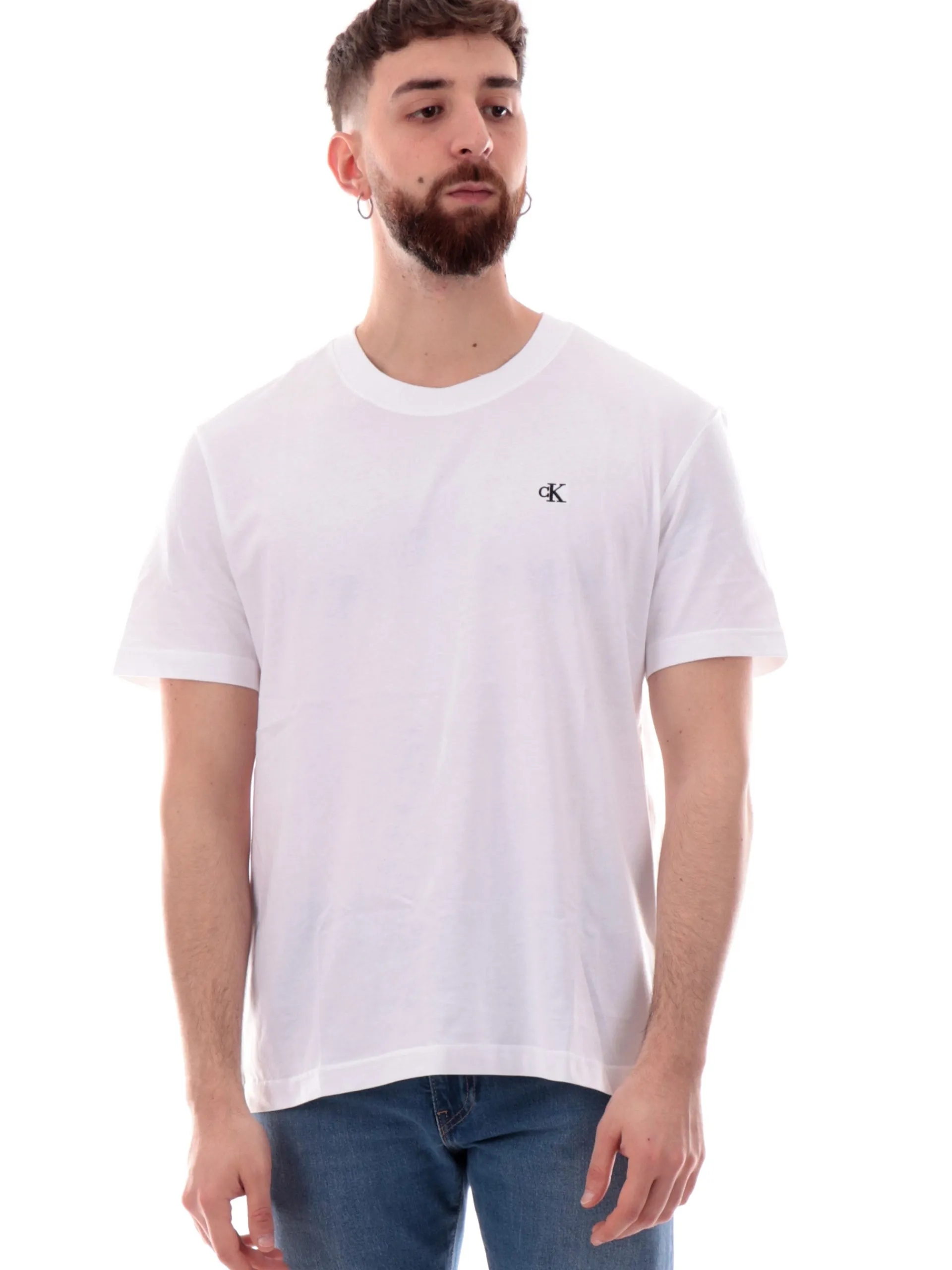 CALVIN KLEIN T-Shirt*Maglia bianca da uomo maxi stampa CK sul lato posteriore J30J327473