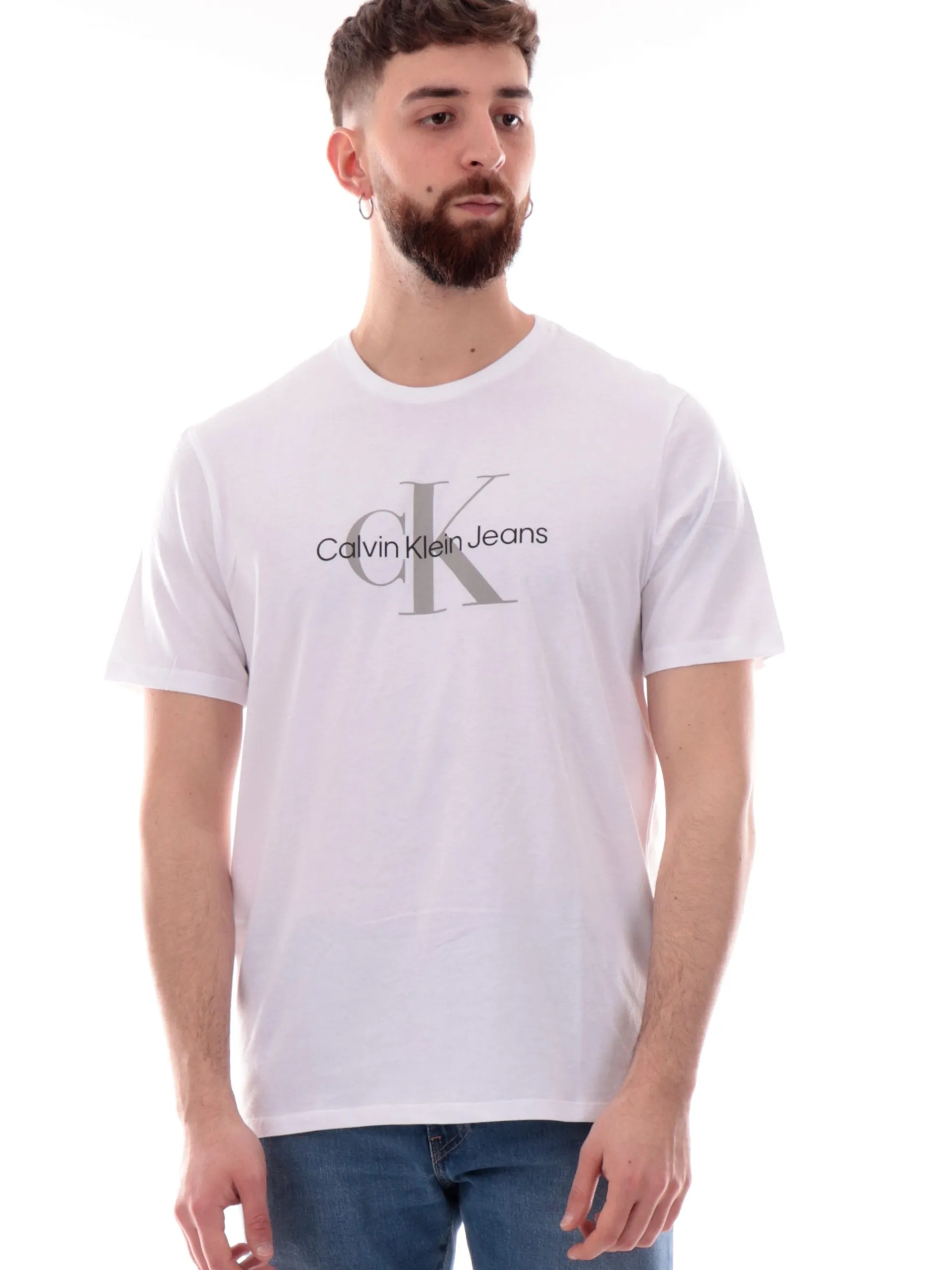CALVIN KLEIN T-Shirt*Maglia bianca da uomo maxi logo Hero 30S LV040EM286