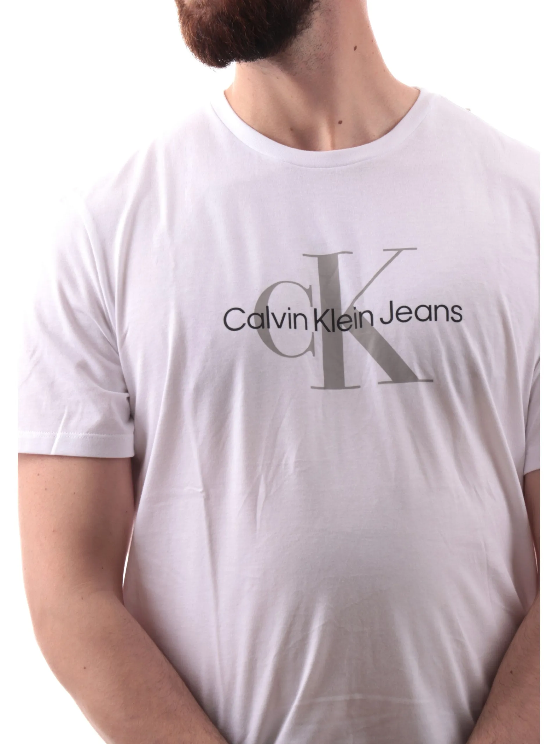 CALVIN KLEIN T-Shirt*Maglia bianca da uomo maxi logo Hero 30S LV040EM286