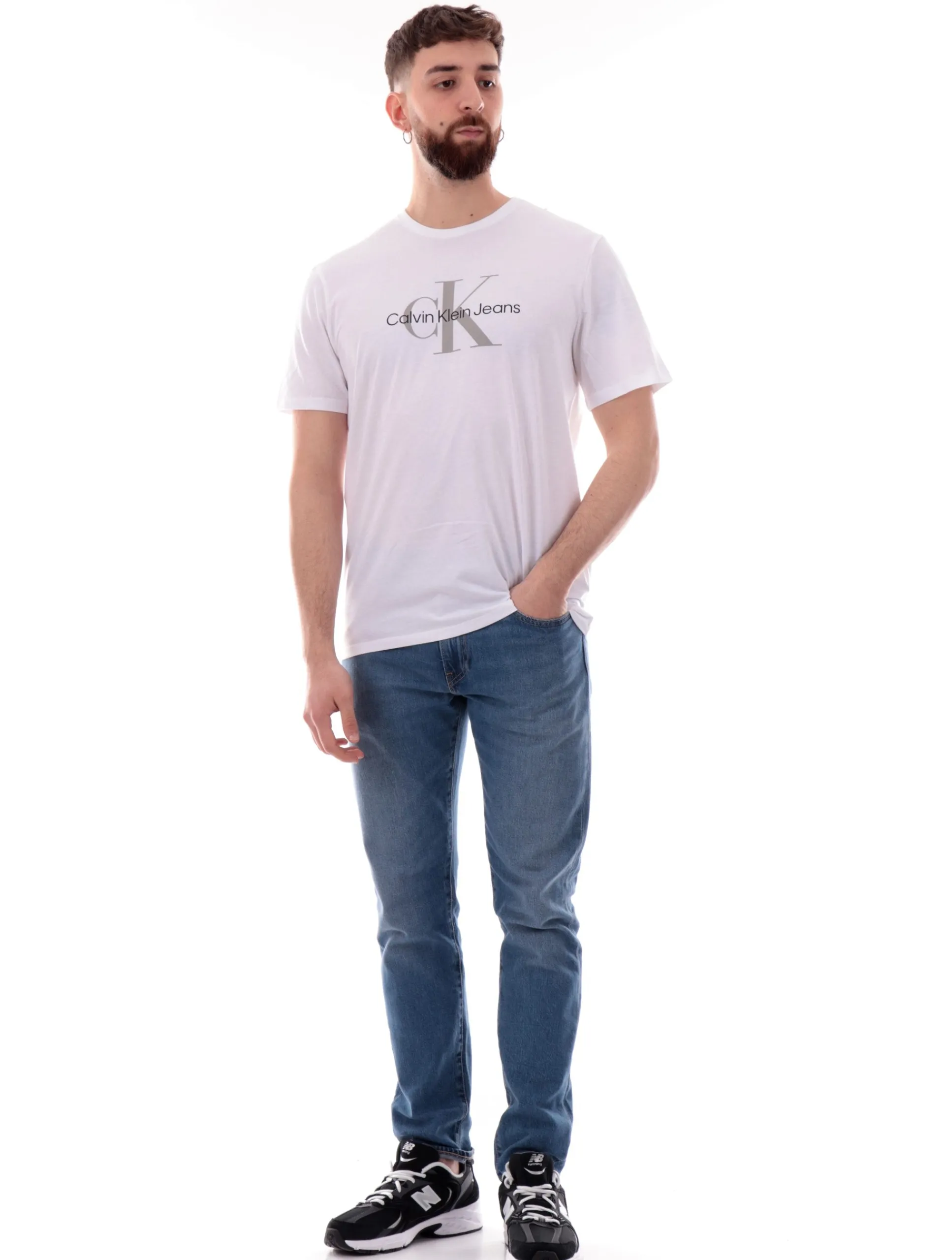 CALVIN KLEIN T-Shirt*Maglia bianca da uomo maxi logo Hero 30S LV040EM286