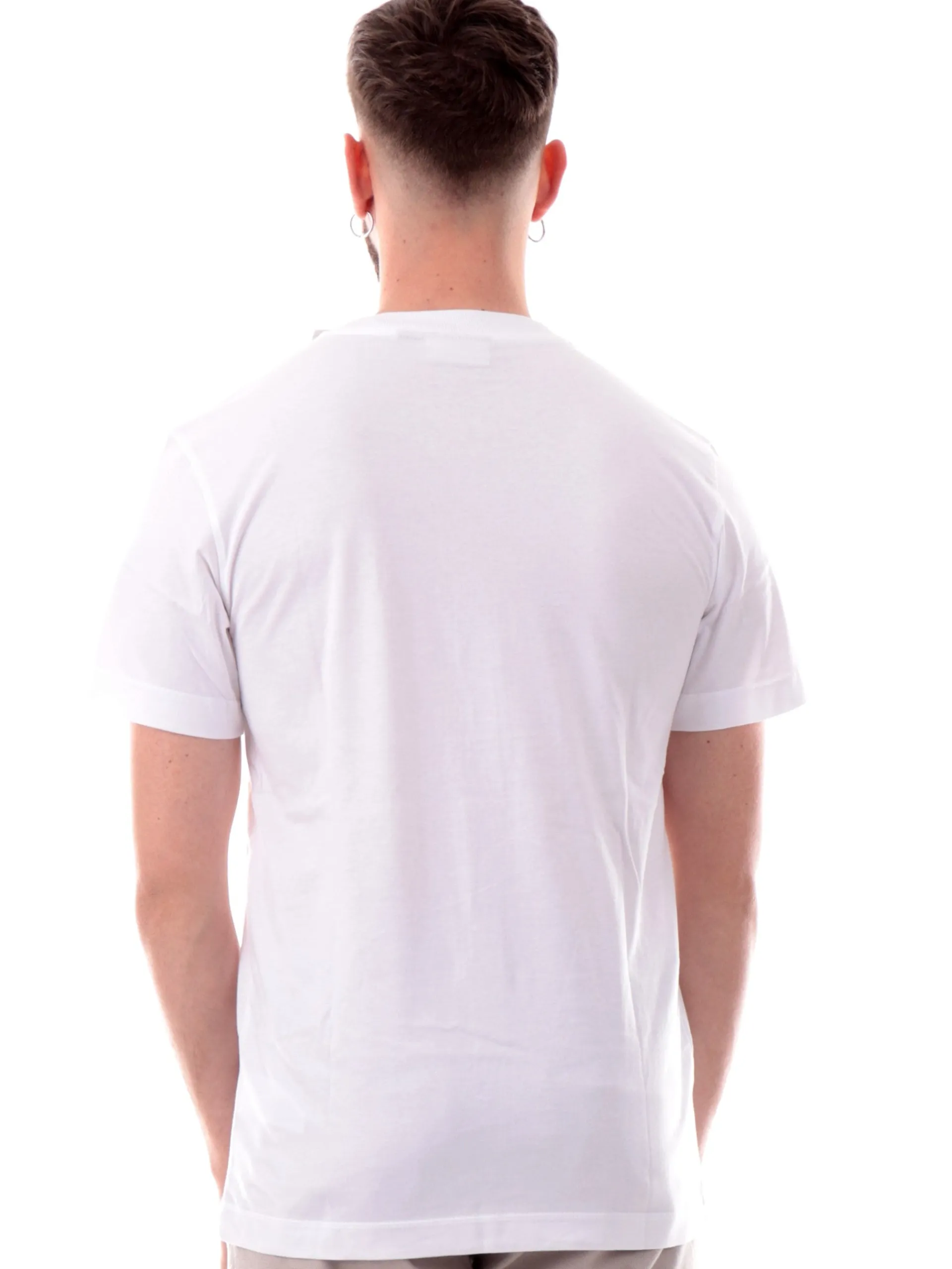 CALVIN KLEIN T-Shirt*Maglia bianca girocollo da uomo patch CK lato cuore J30J327100