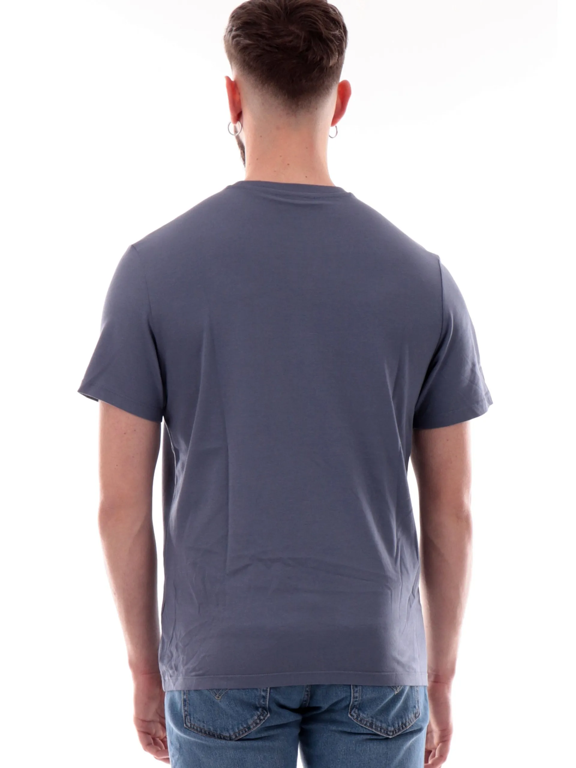 CALVIN KLEIN T-Shirt*Maglia blu girocollo da uomo logo CK ricamato LV040HM265 FCG