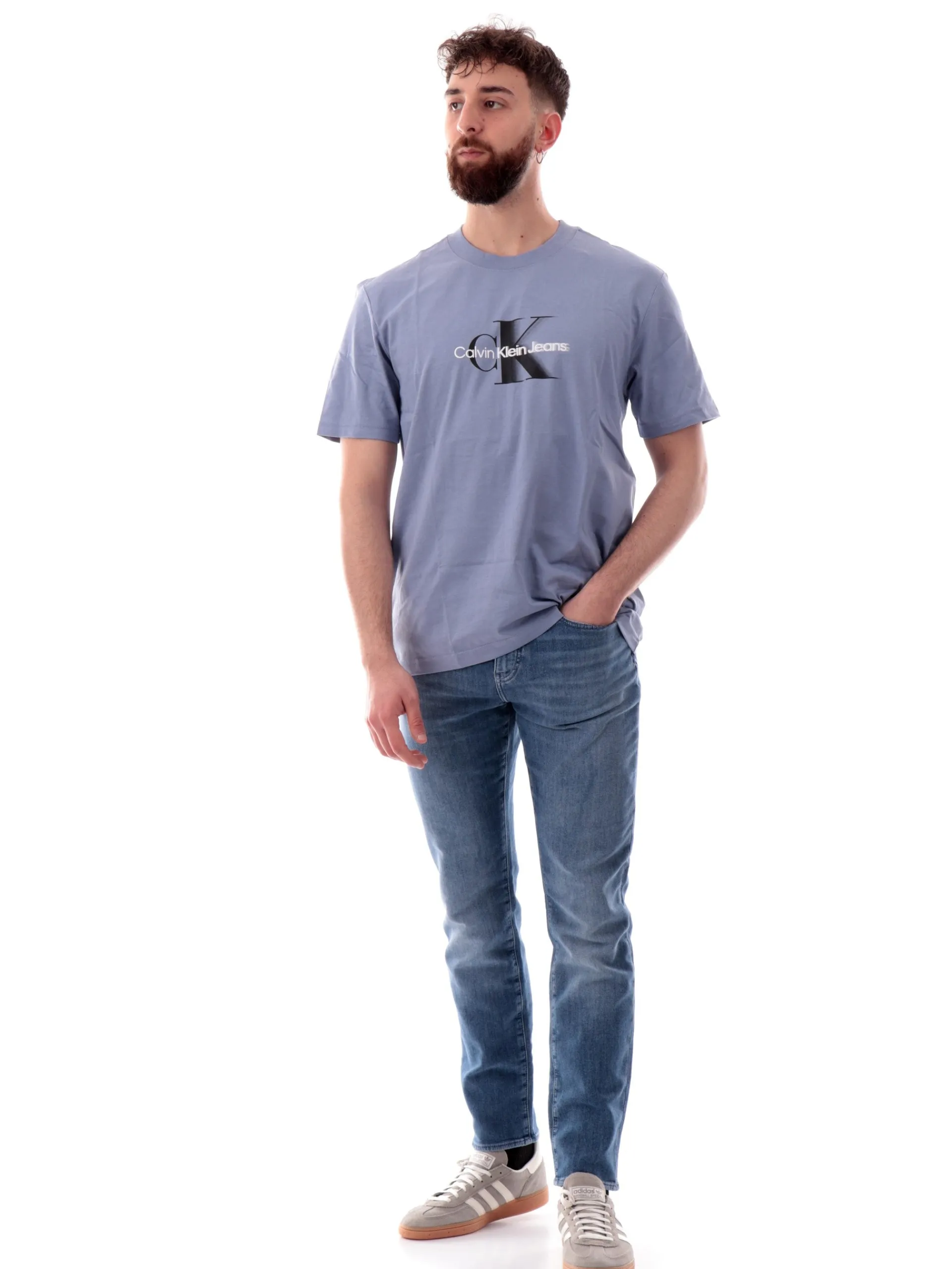 CALVIN KLEIN T-Shirt*Maglia lilla da uomo maxi logo Shift J30J327471