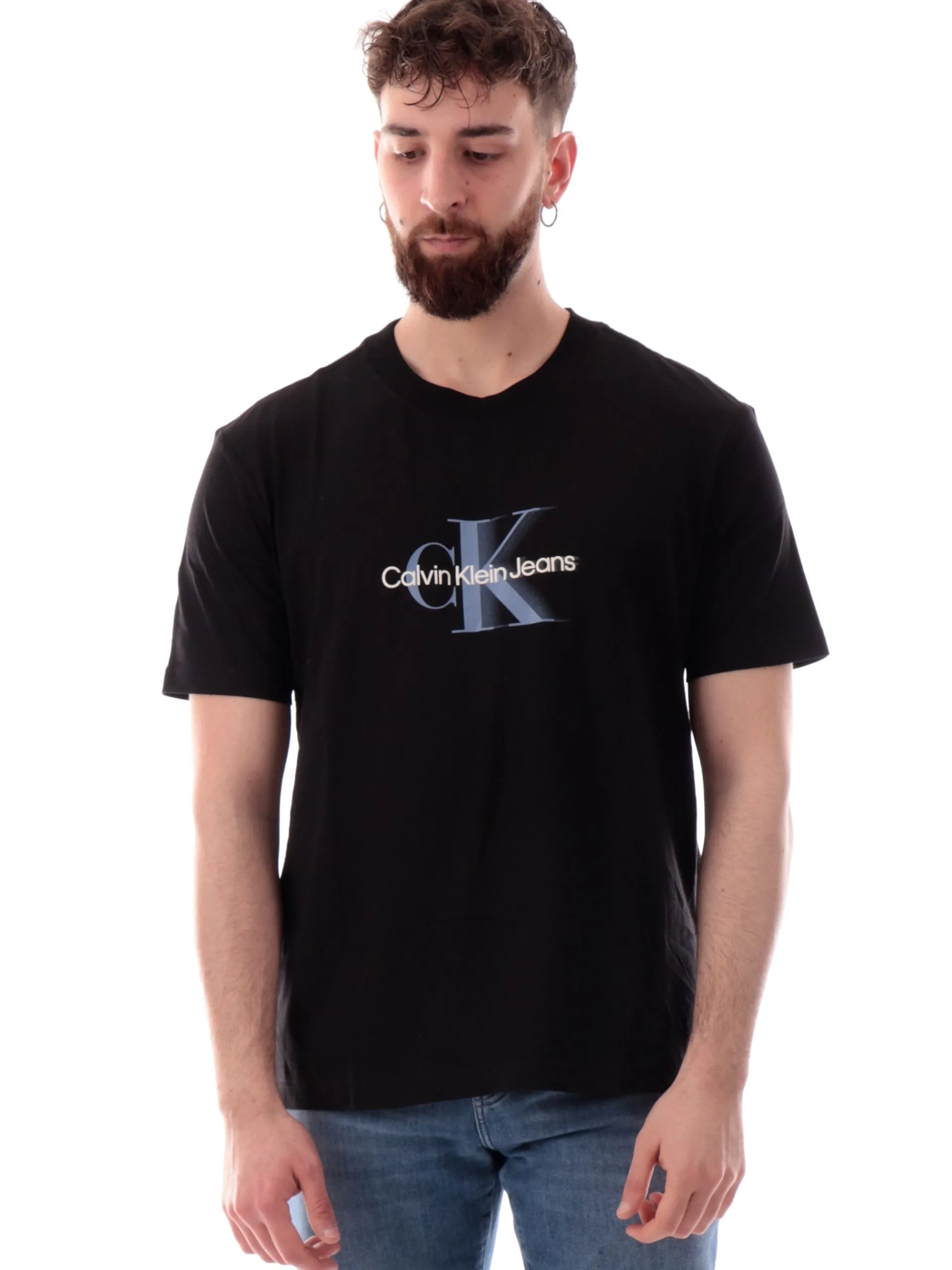 CALVIN KLEIN T-Shirt*Maglia nera da uomo maxi logo Shift J30J327471