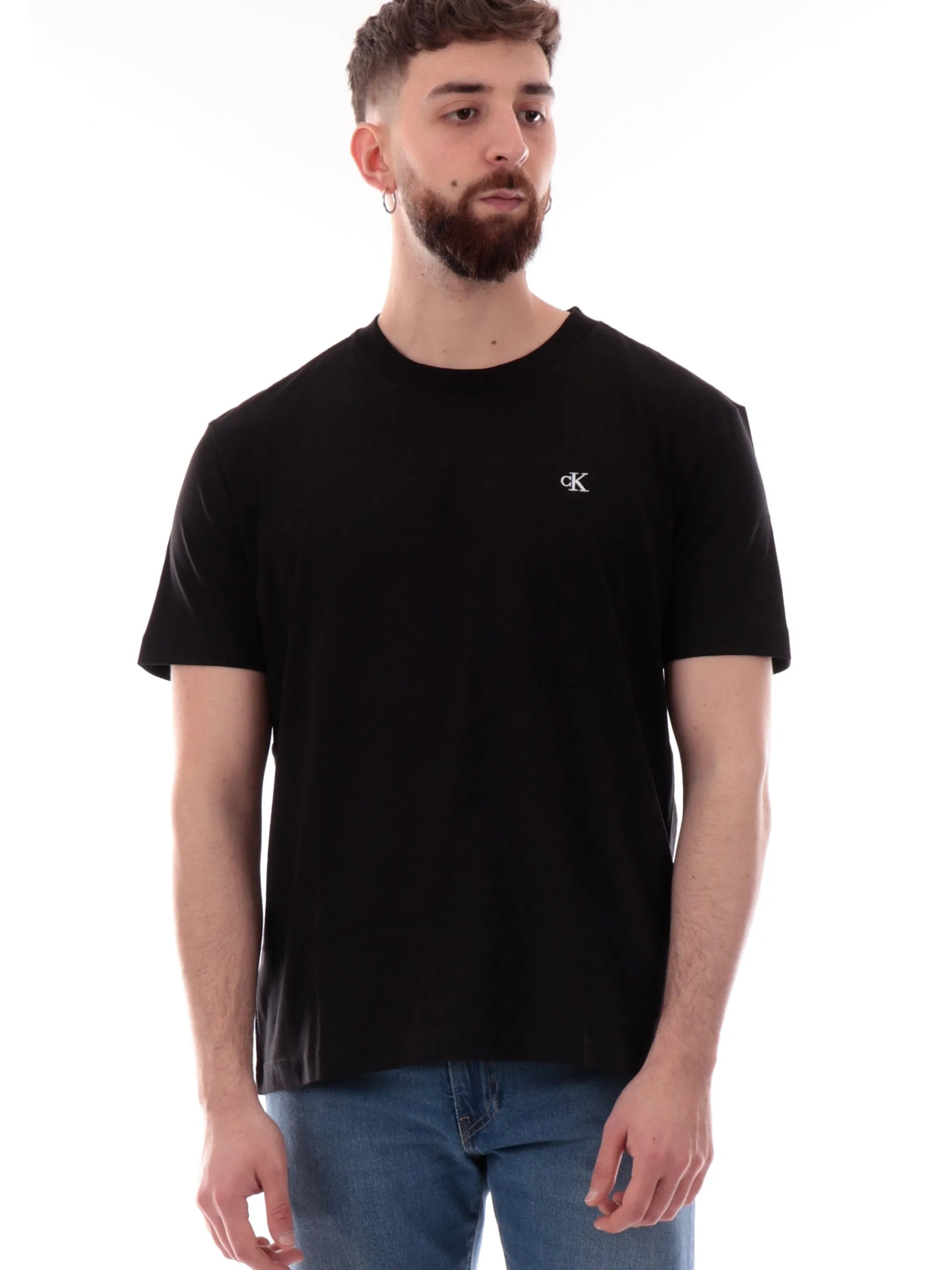 CALVIN KLEIN T-Shirt*Maglia nera da uomo maxi stampa CK sul lato posteriore J30J327473