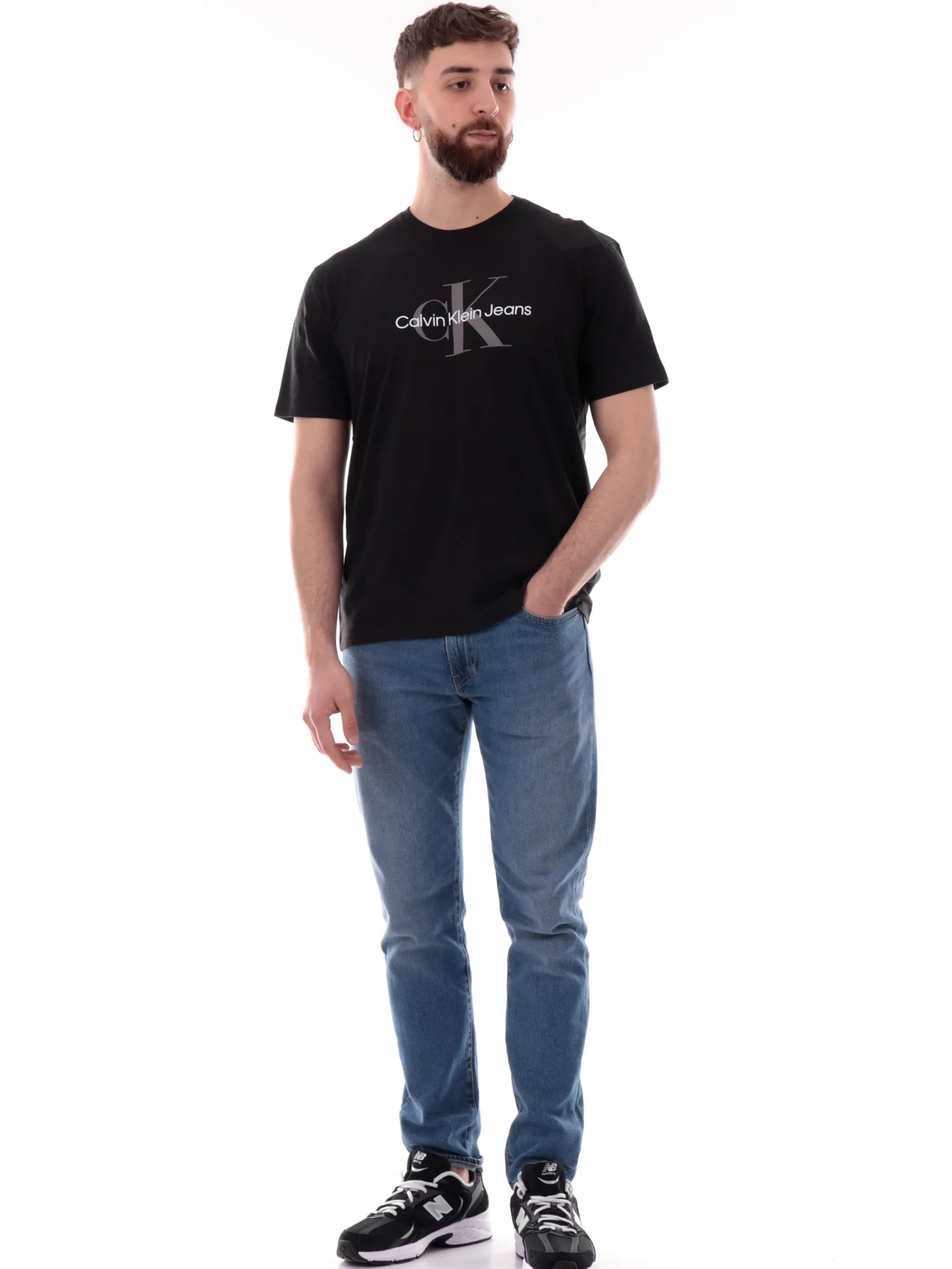 CALVIN KLEIN T-Shirt*Maglia nera da uomo maxi logo Hero 30S LV040EM286