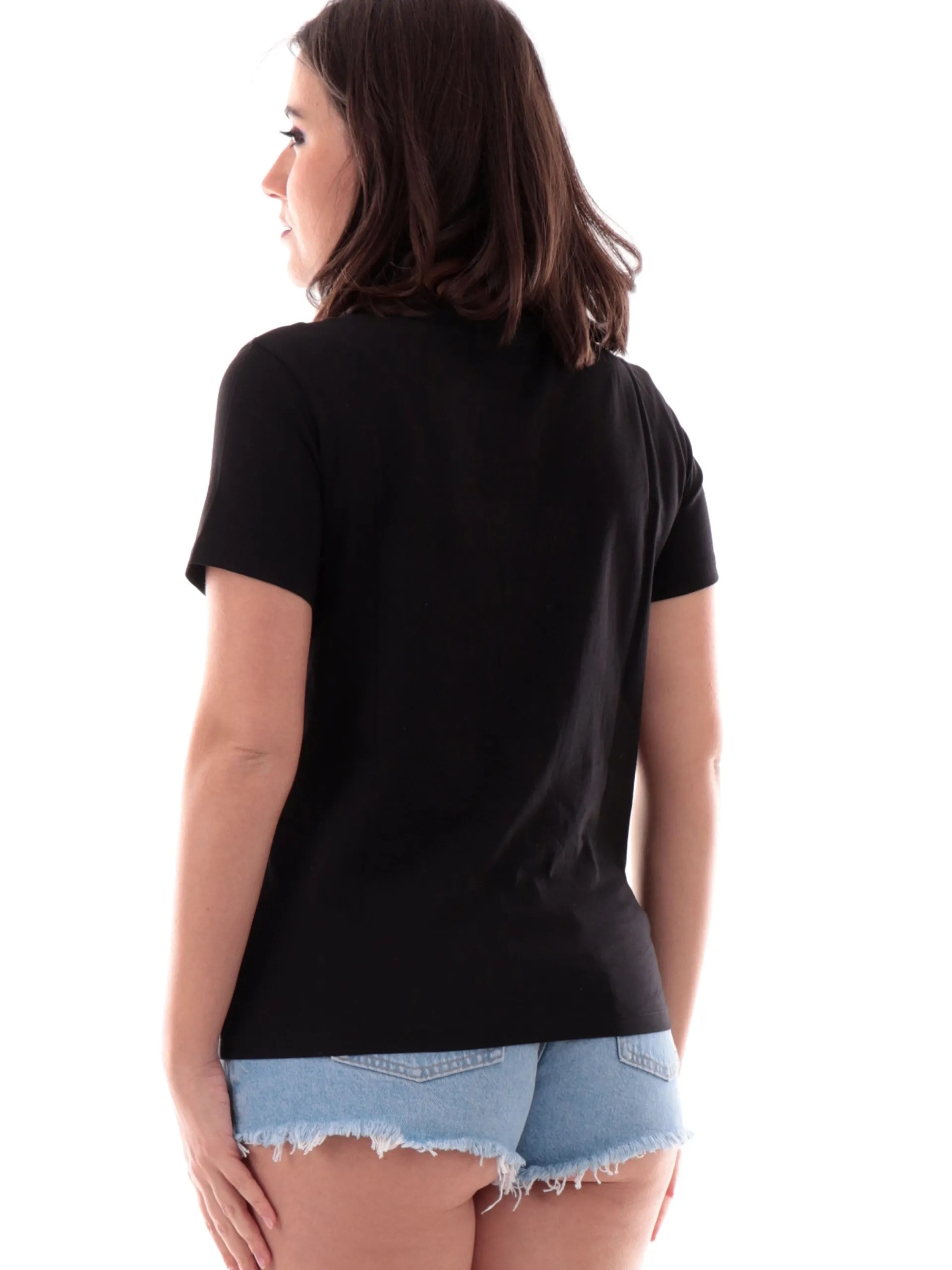 CALVIN KLEIN T-Shirt*Maglia nera da donna patch CK sul davanti J20J225243